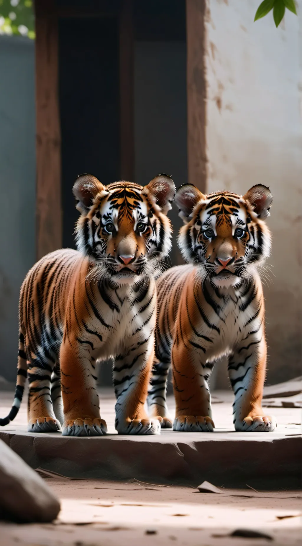 ai character: 2 tiger cubs... background