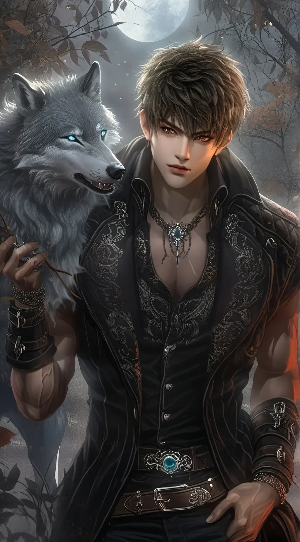 ai character: 𖥋The wolf boy𖥋 background