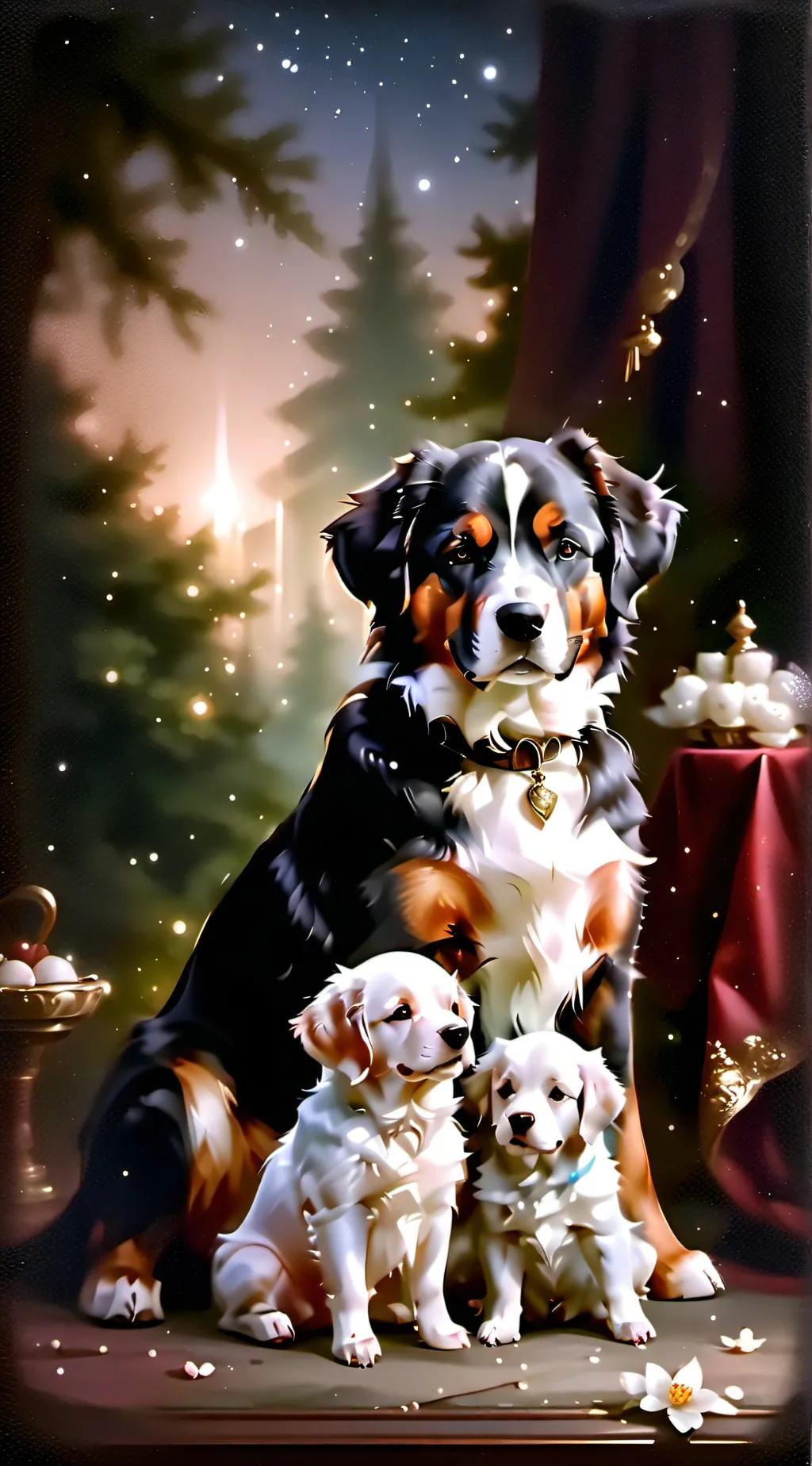 ai character: Puppy babies￼￼ background