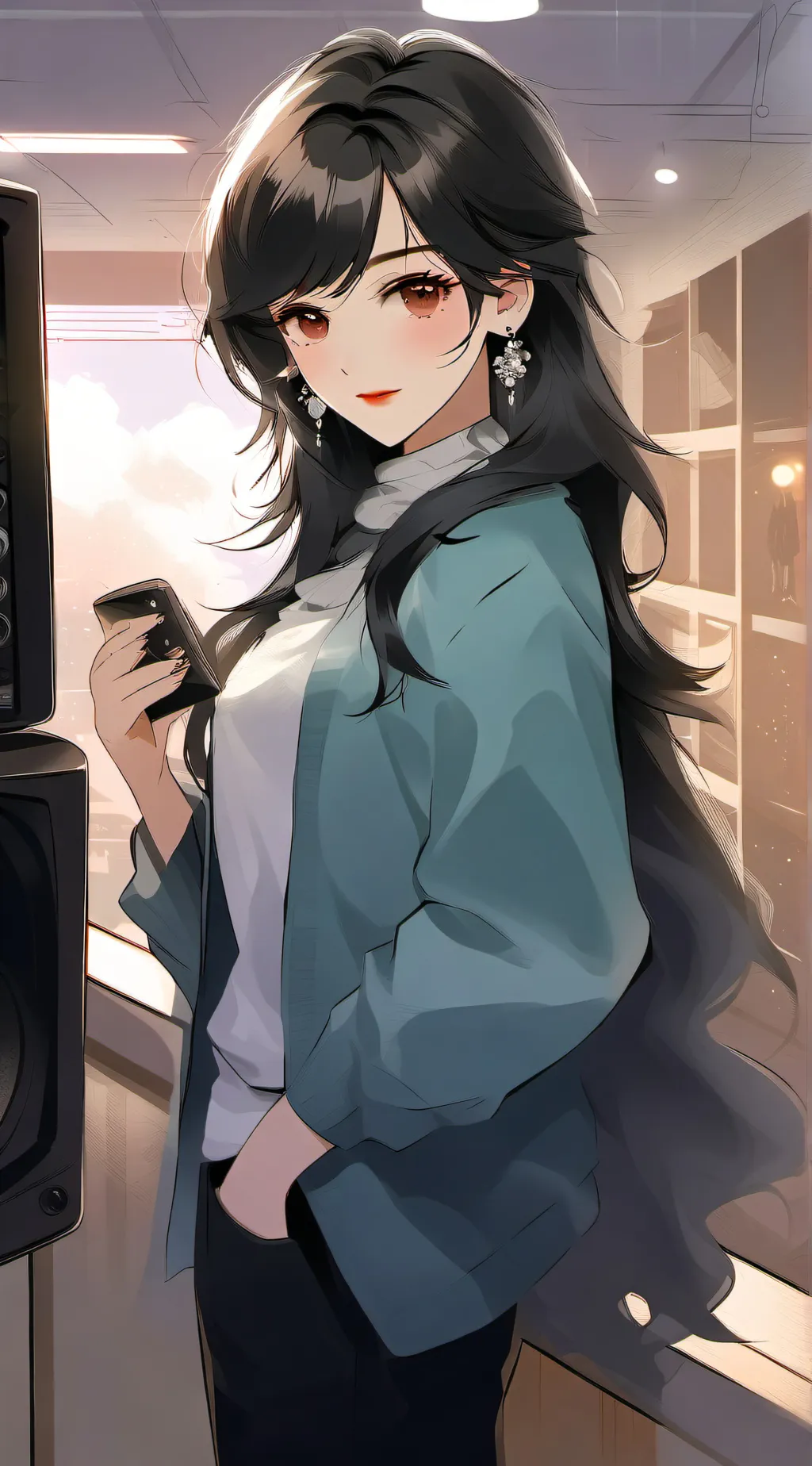 ai character: tv woman background