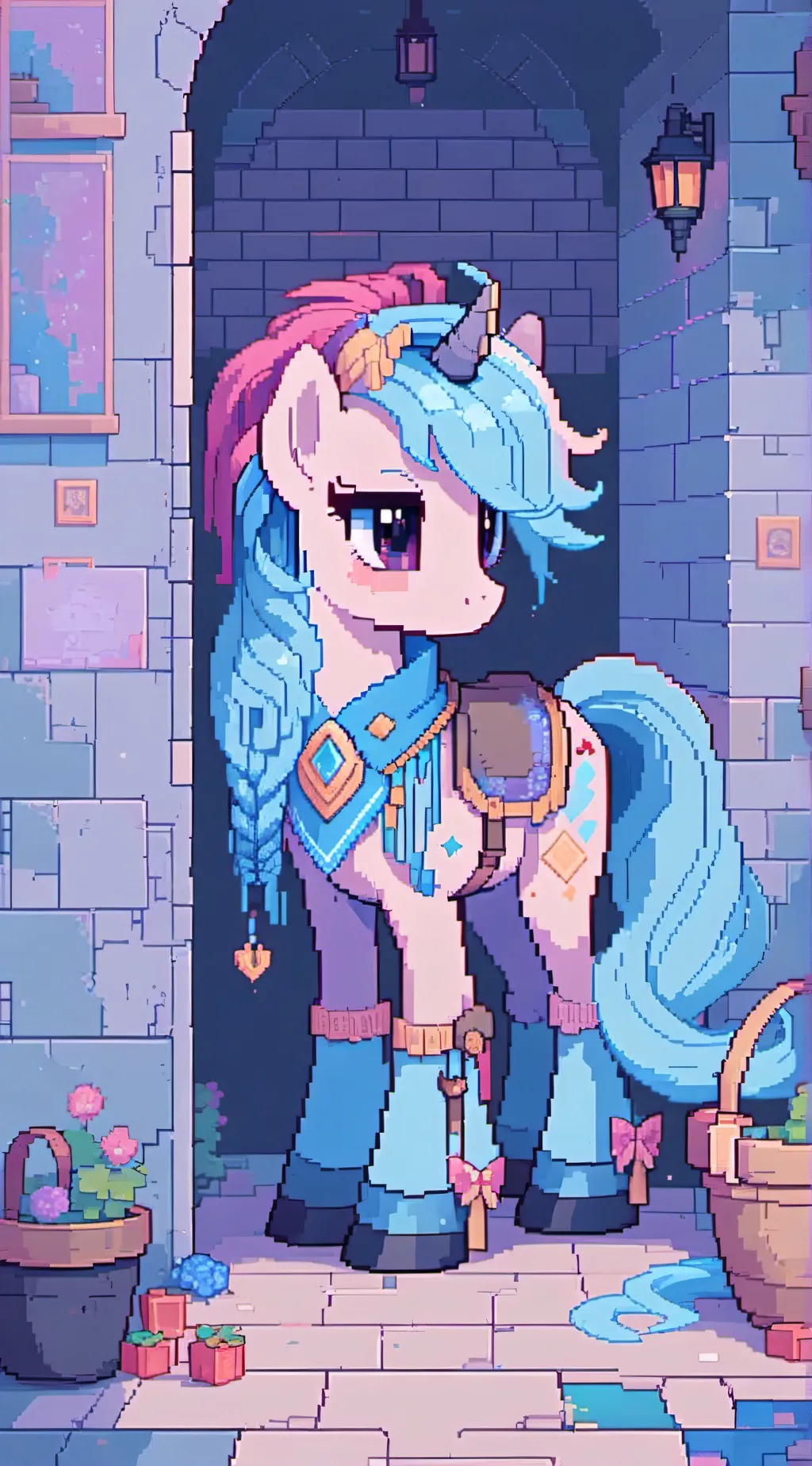 ai character: Violet background