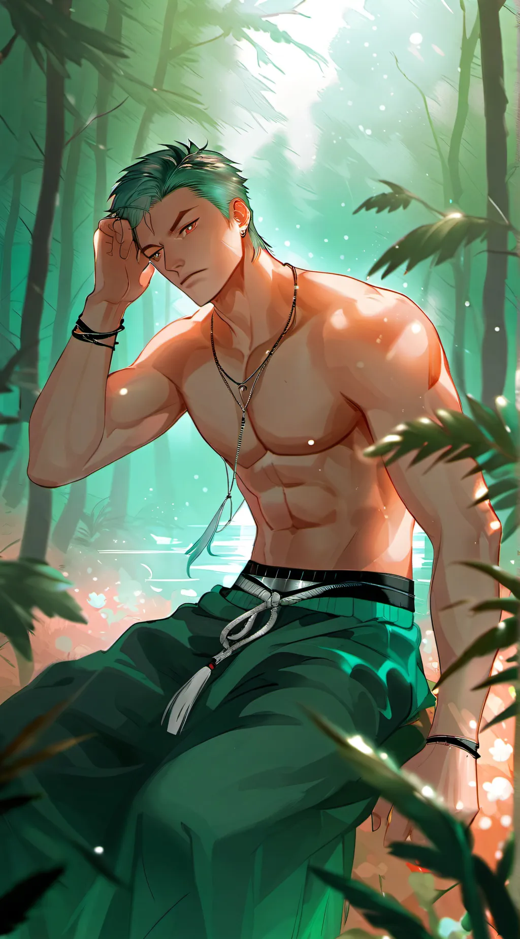 ai character: Zoro  background