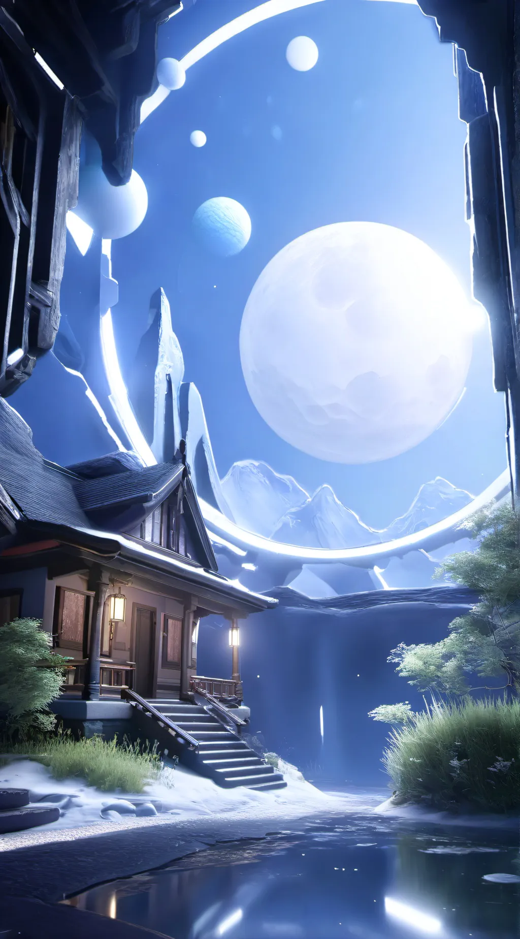 ai character: Owling at the moon background