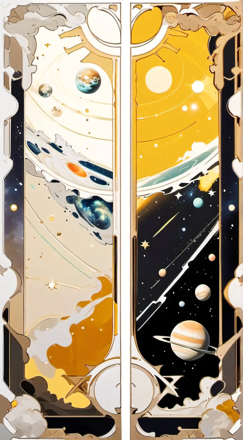 ai character: solar balls background