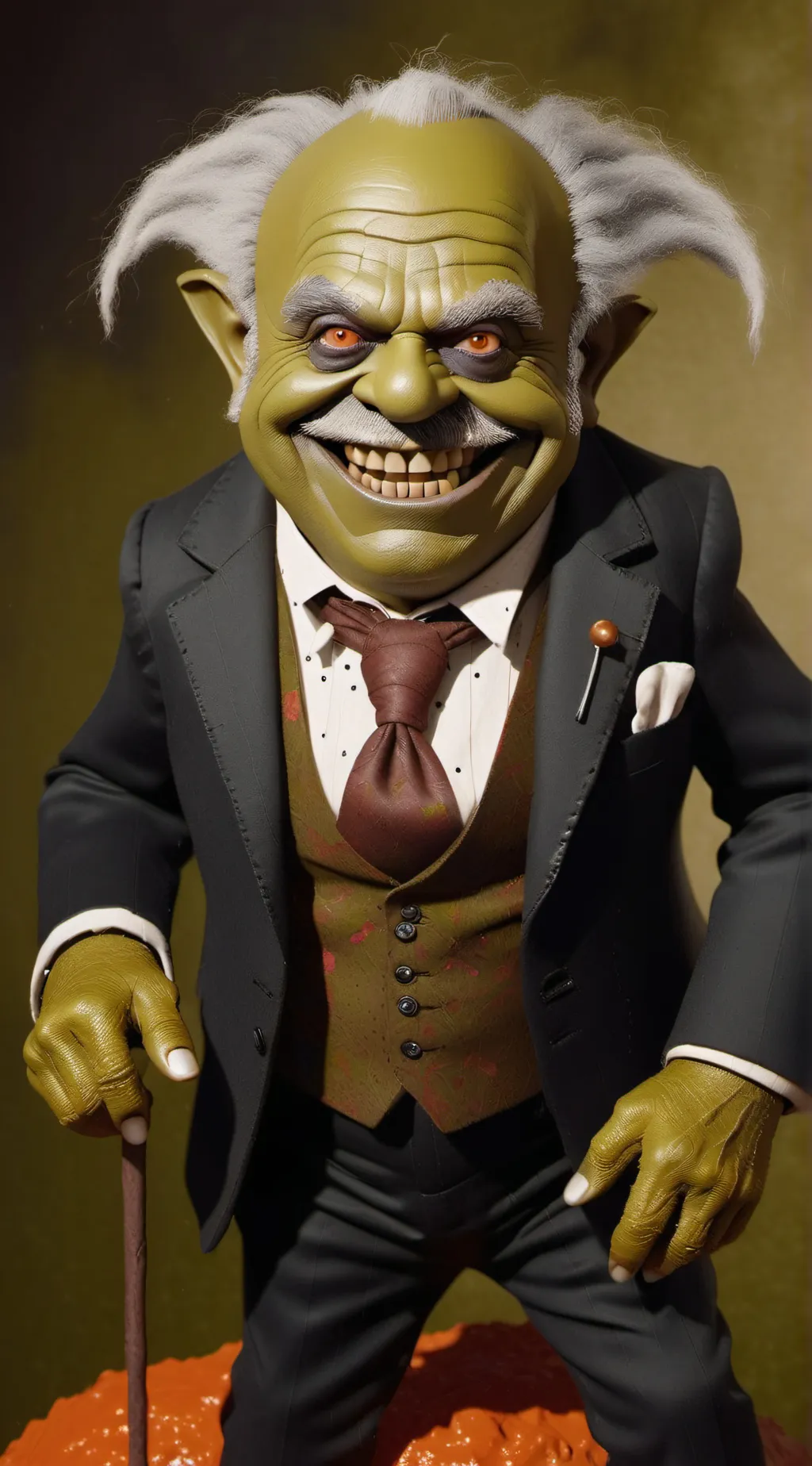 ai character: Evil oompa loompa  background
