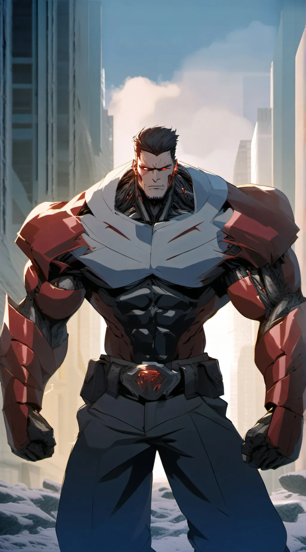 ai character: Crimson robot background