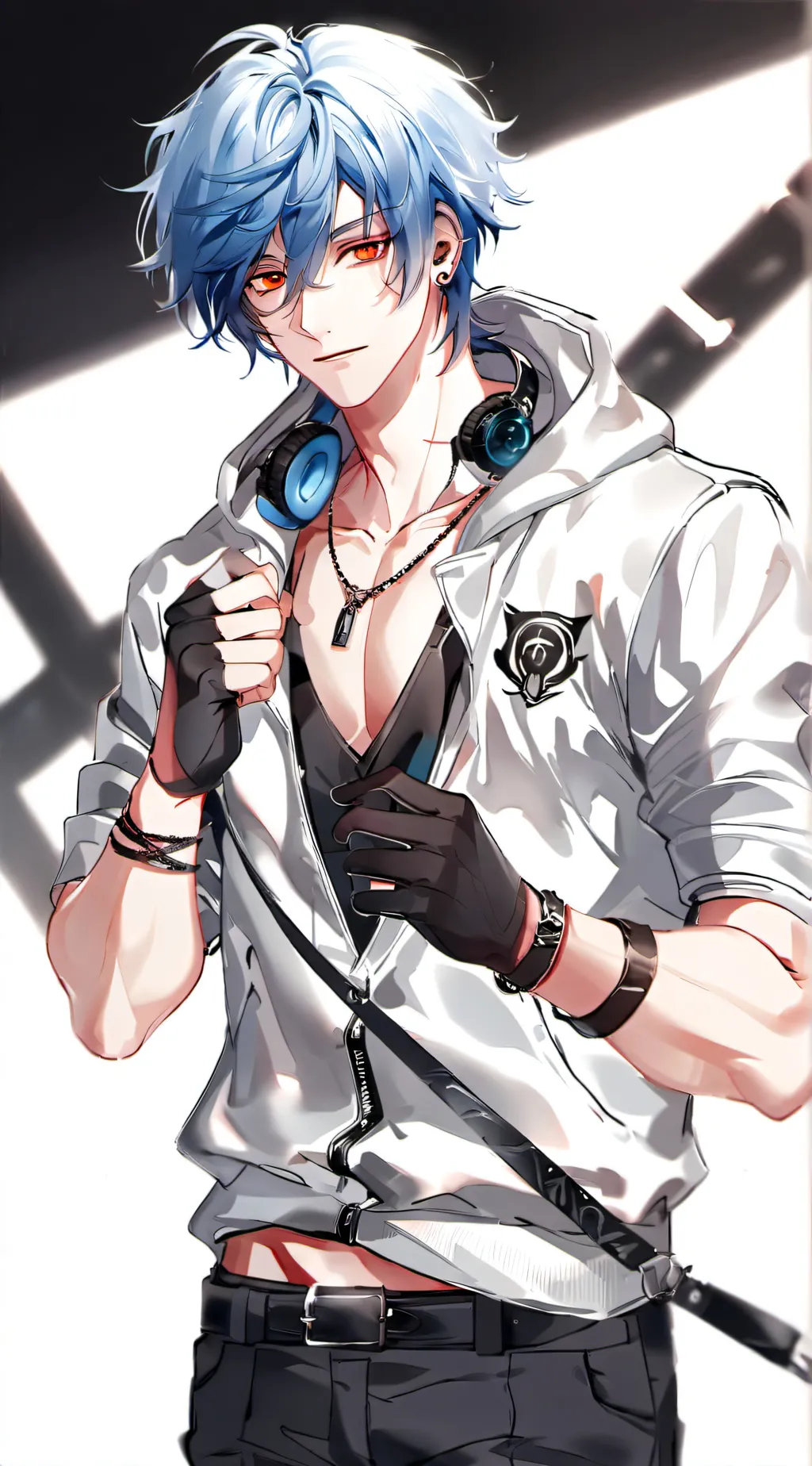 ai character: Christian White background