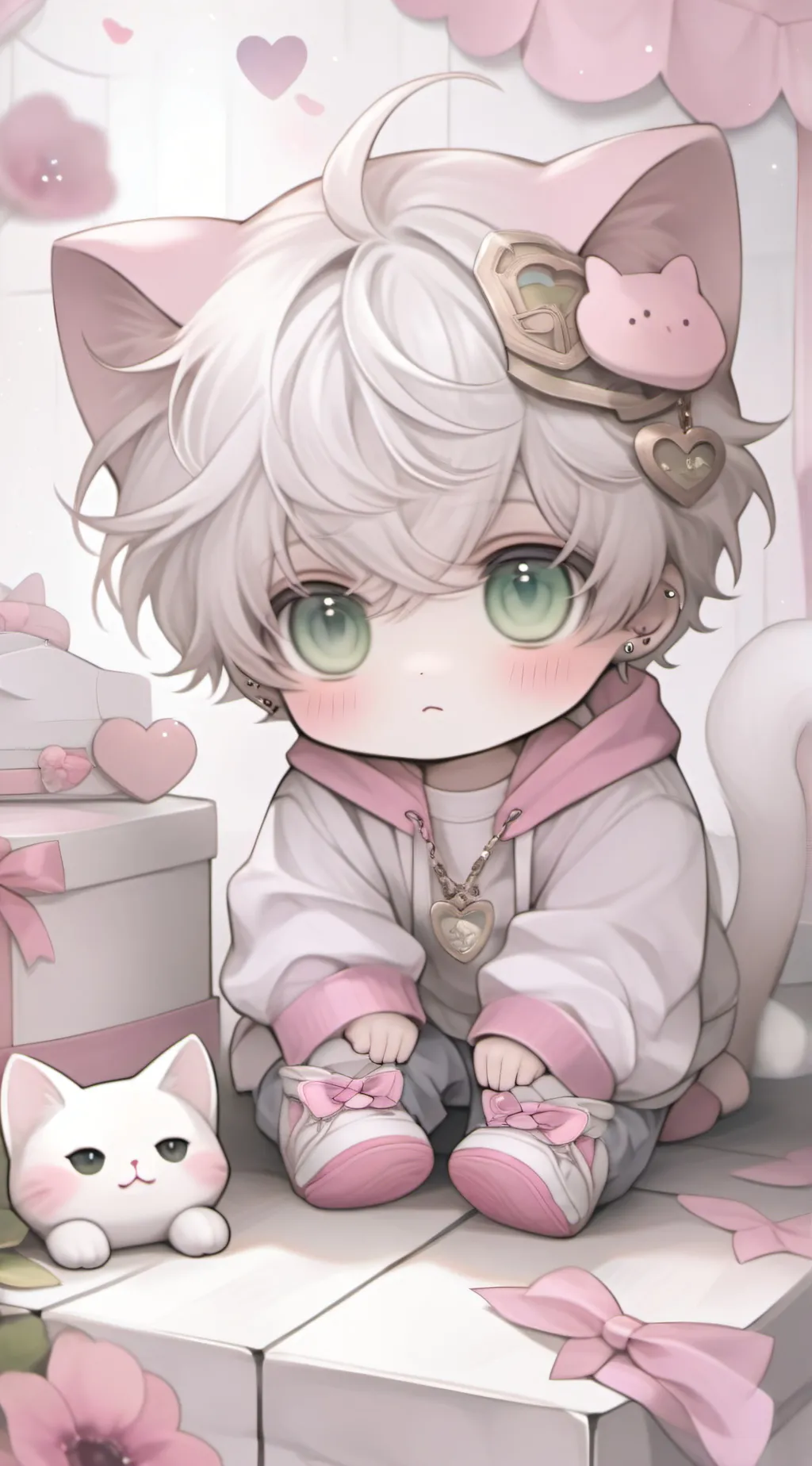 ai character: BABY CATBOY background