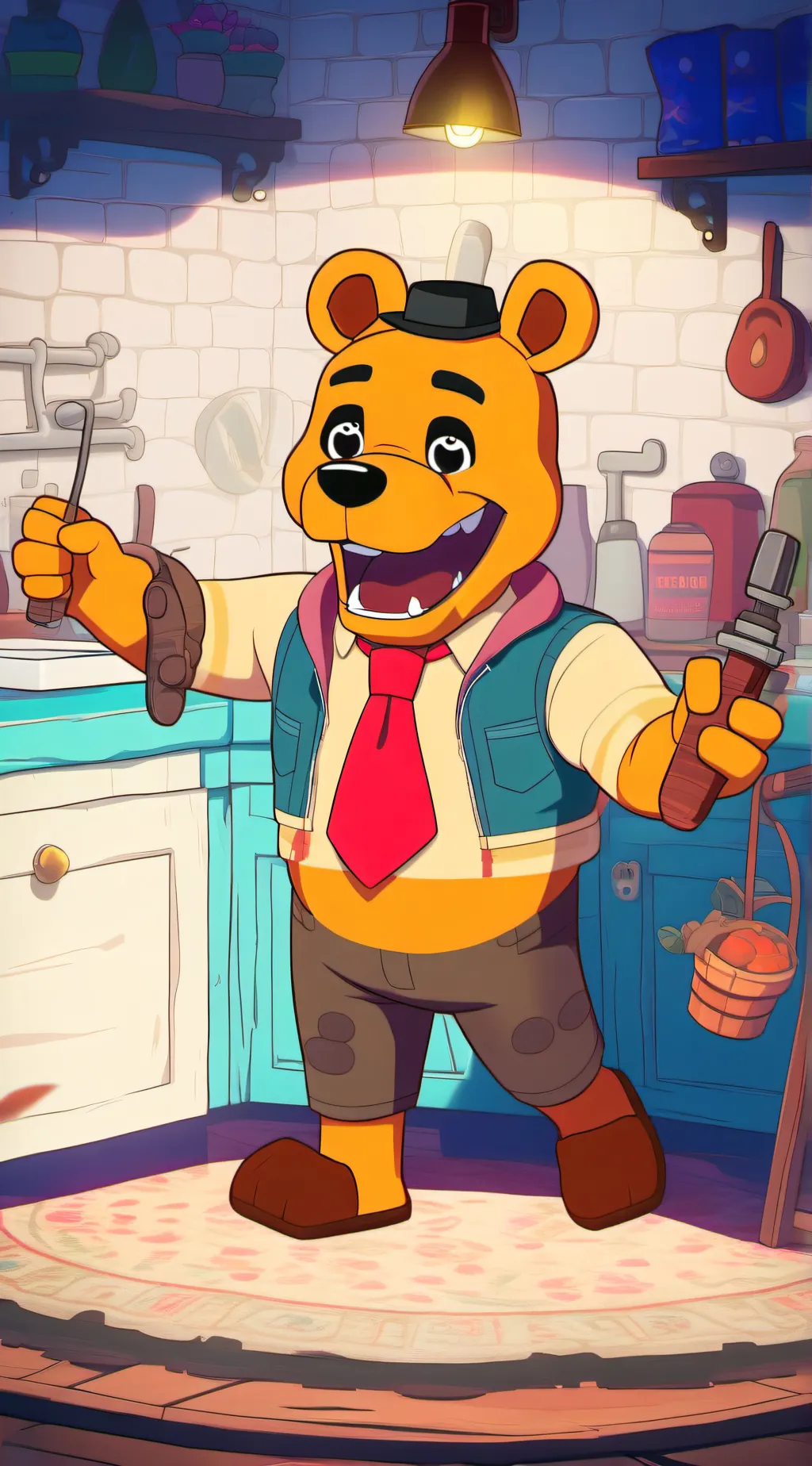 ai character: FNAF 10 year's background