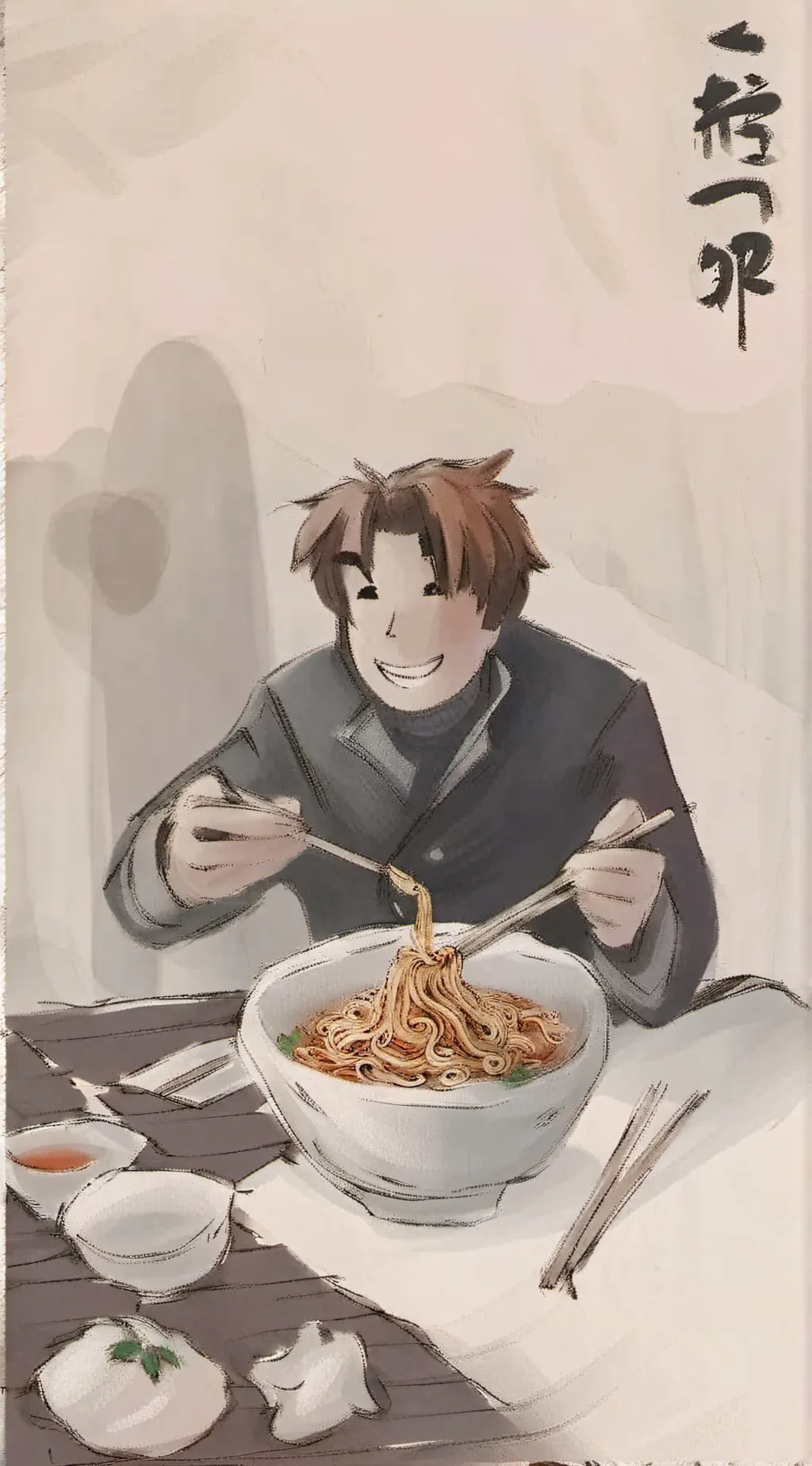 ai character: bacon noodle background
