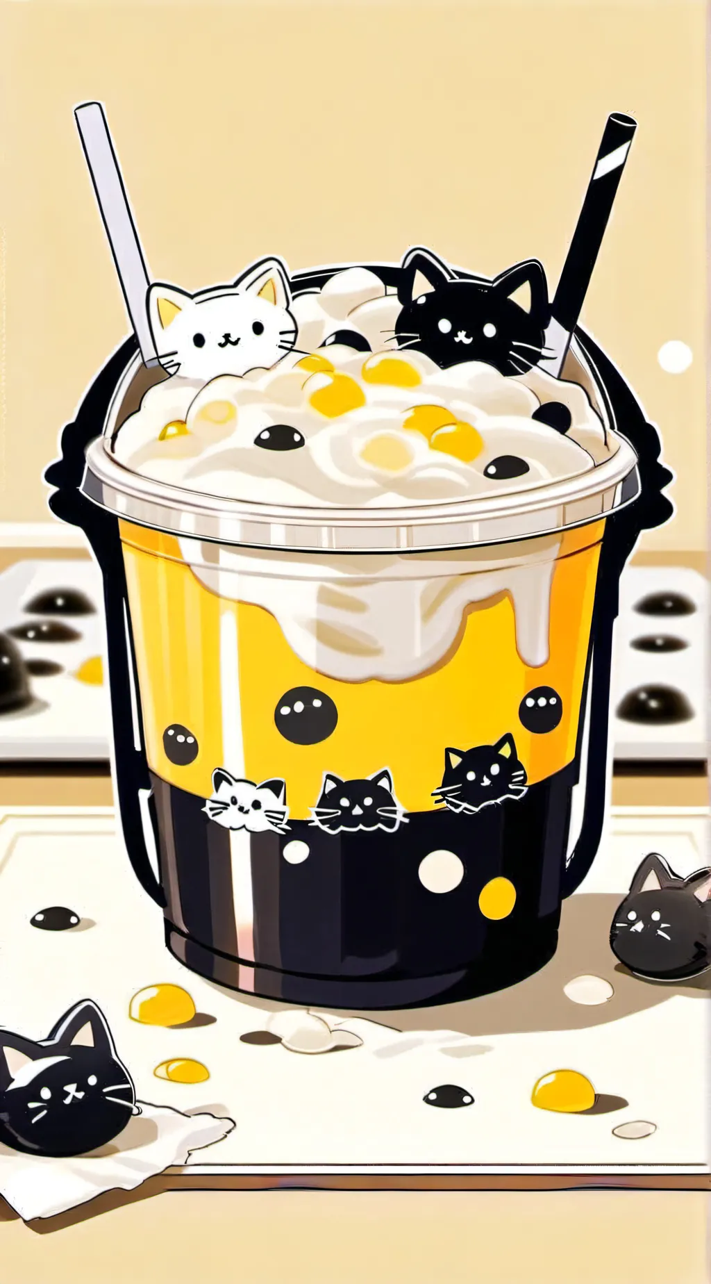 ai character: kitty boba 🧋 background
