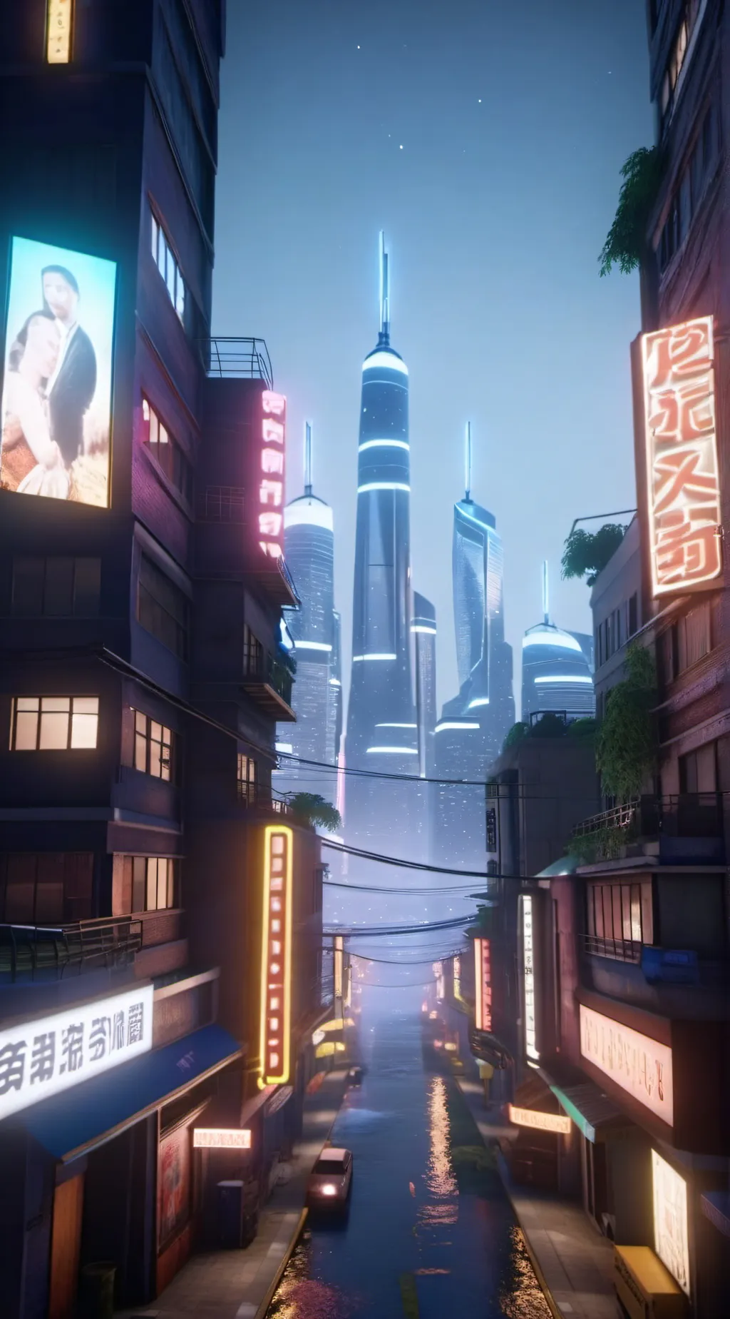 ai character: Neon City background