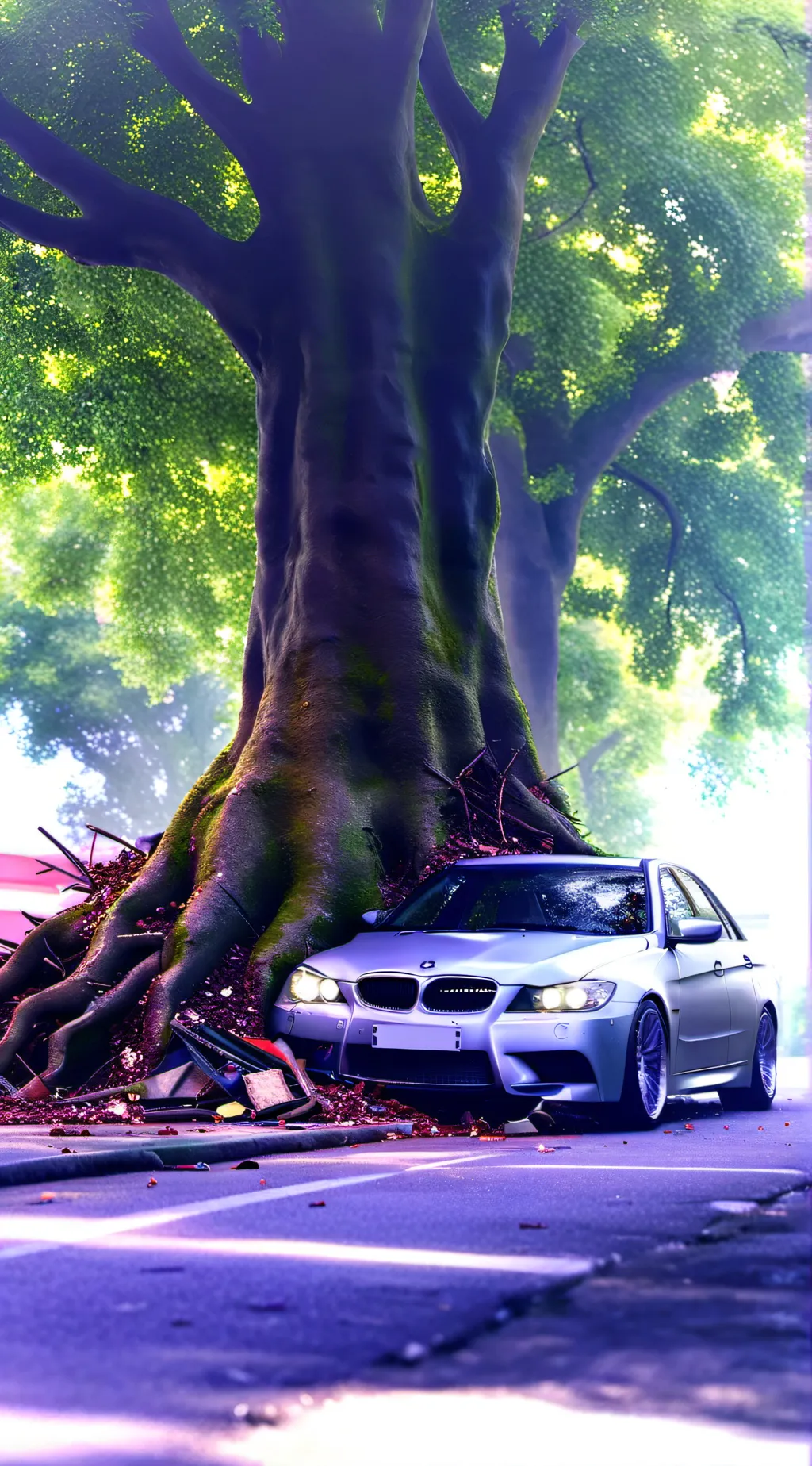 ai character: MHA car crash background