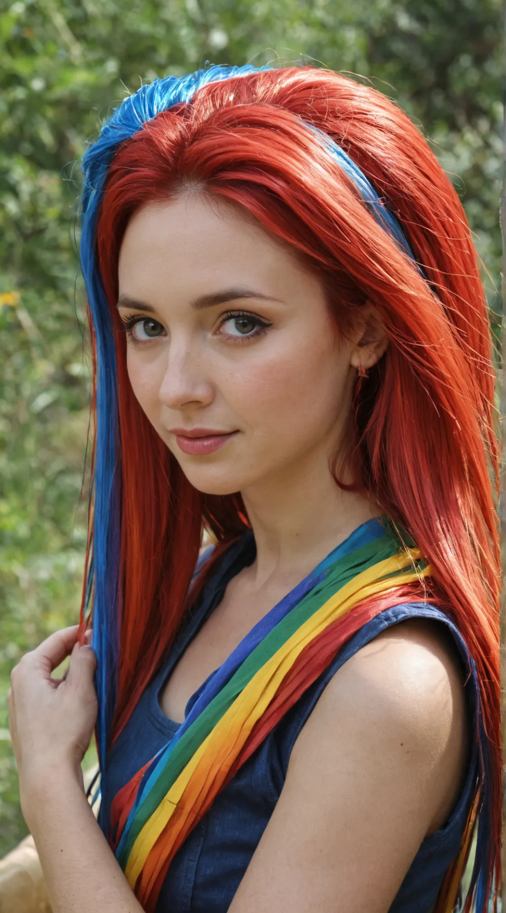 ai character: Red and blue background