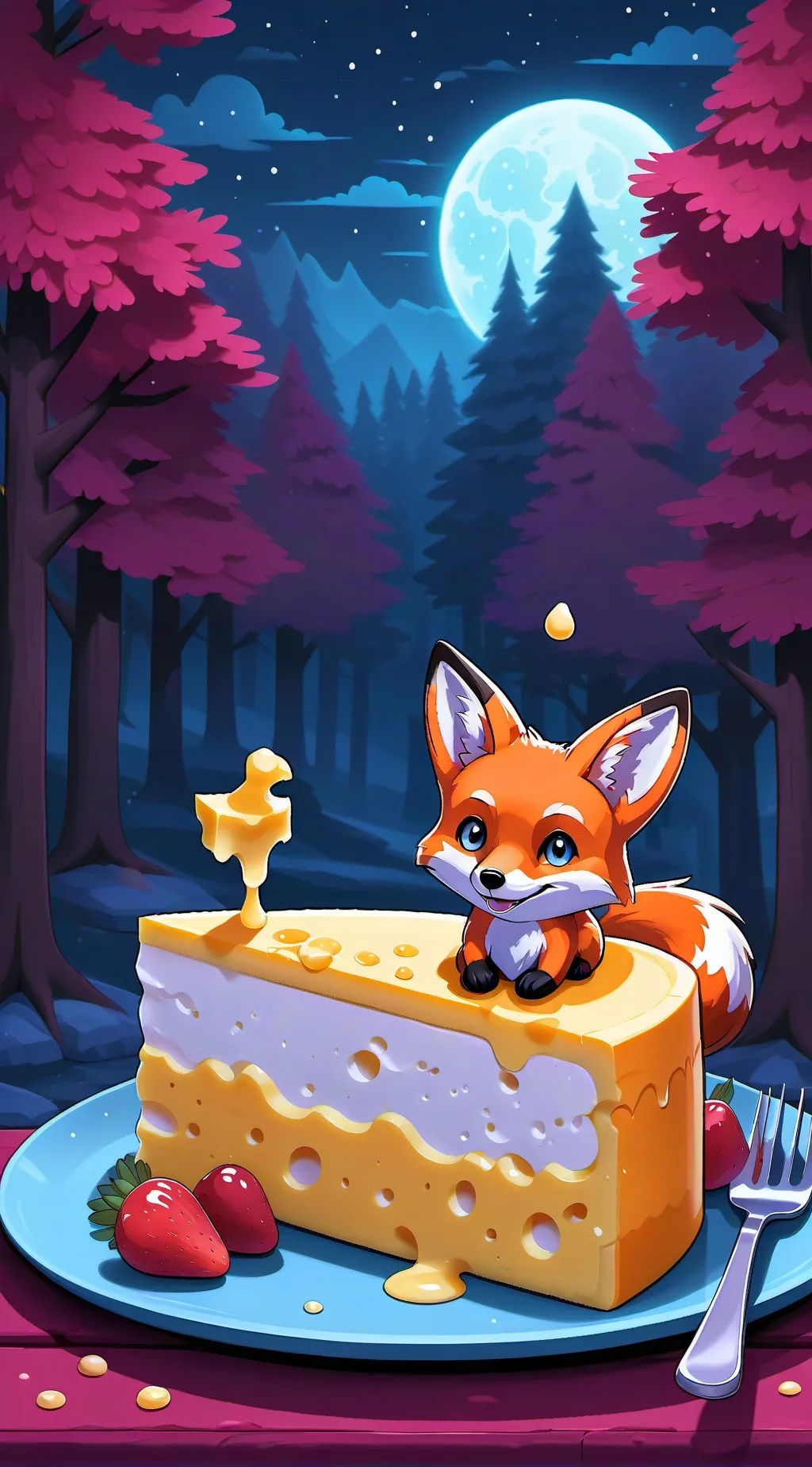 ai character: FOX LOVES CHEZCAKE background
