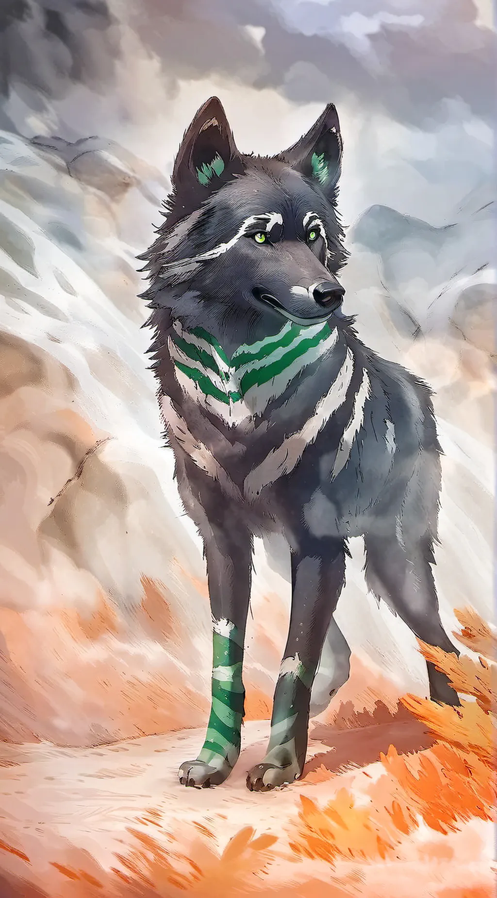 ai character: Hypnotic wolf background