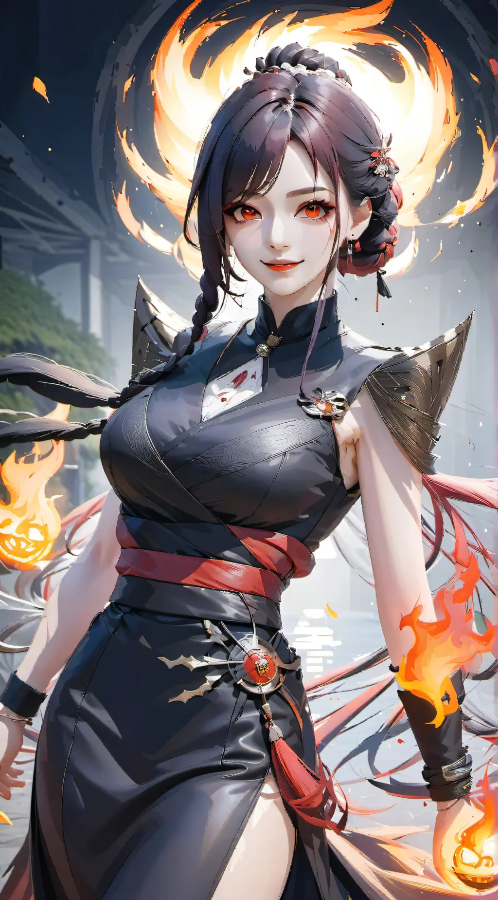 ai character: fire (element) background