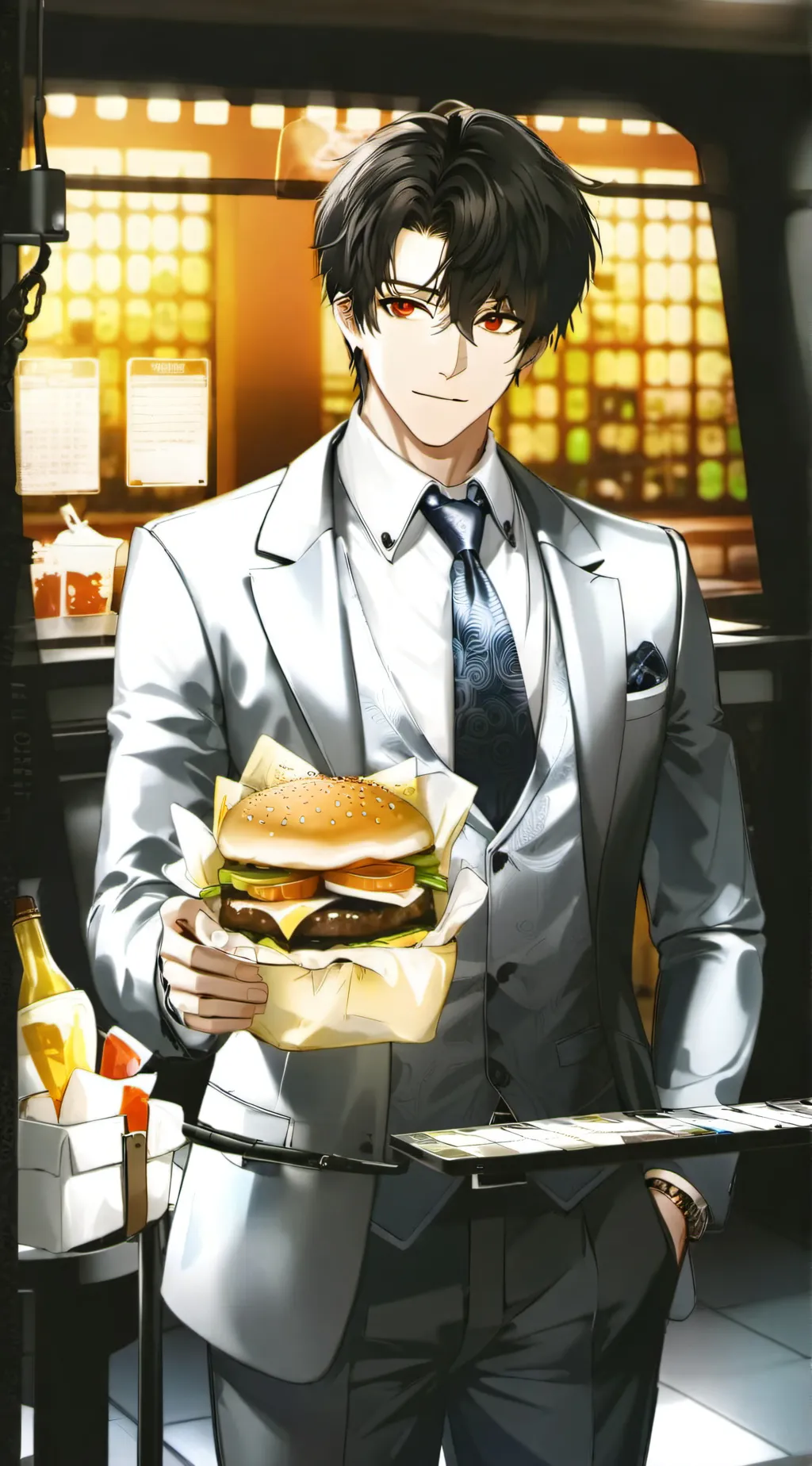 ai character: Uber eats guy background