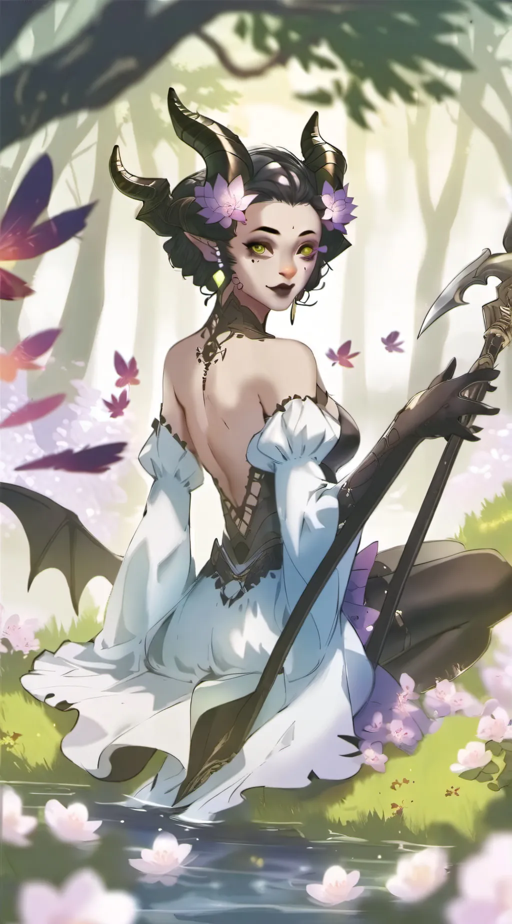 ai character: nature demon girl background