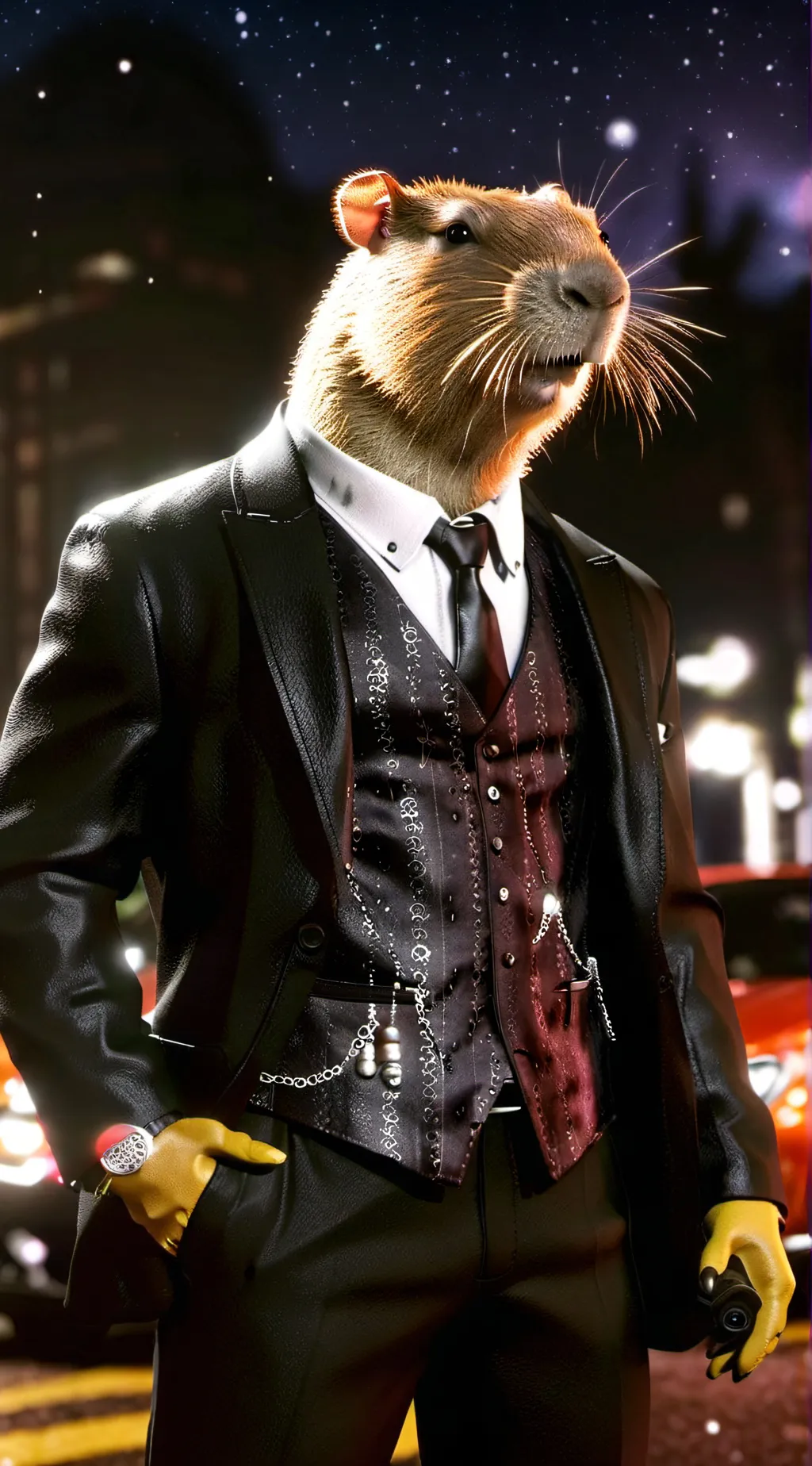 ai character: Gangster capybara background