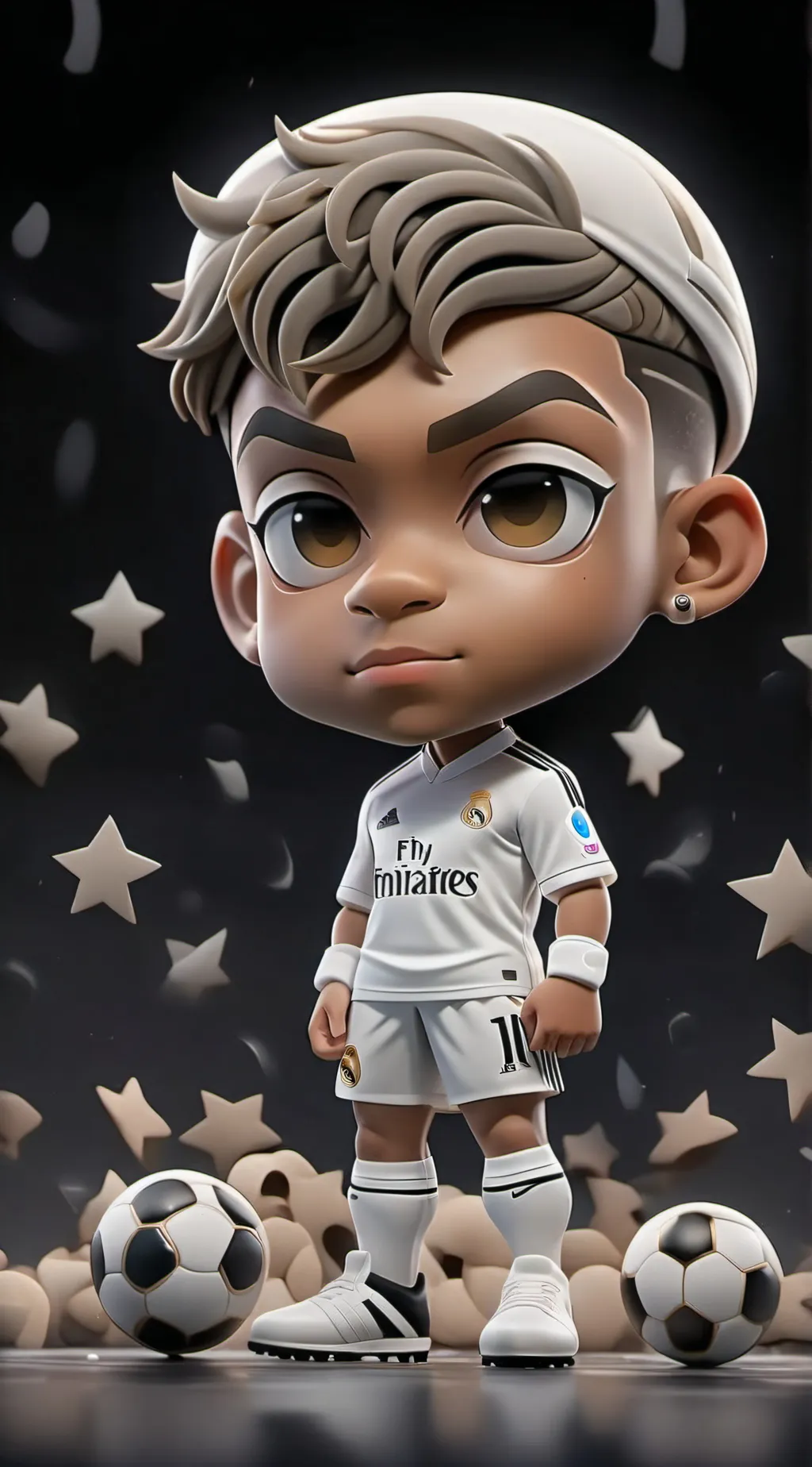 ai character: Mbappe hala Madrid background