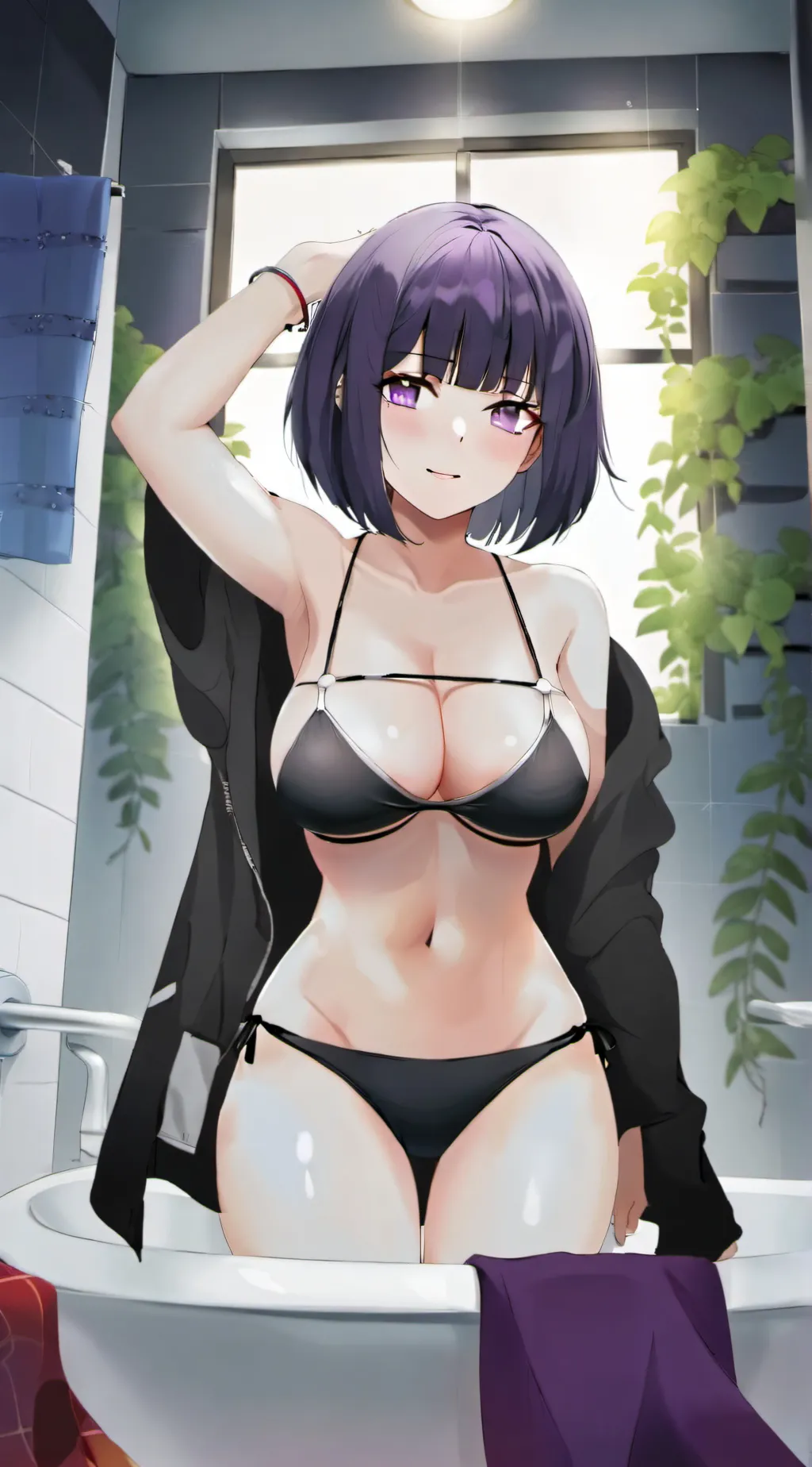 ai character: Violet background