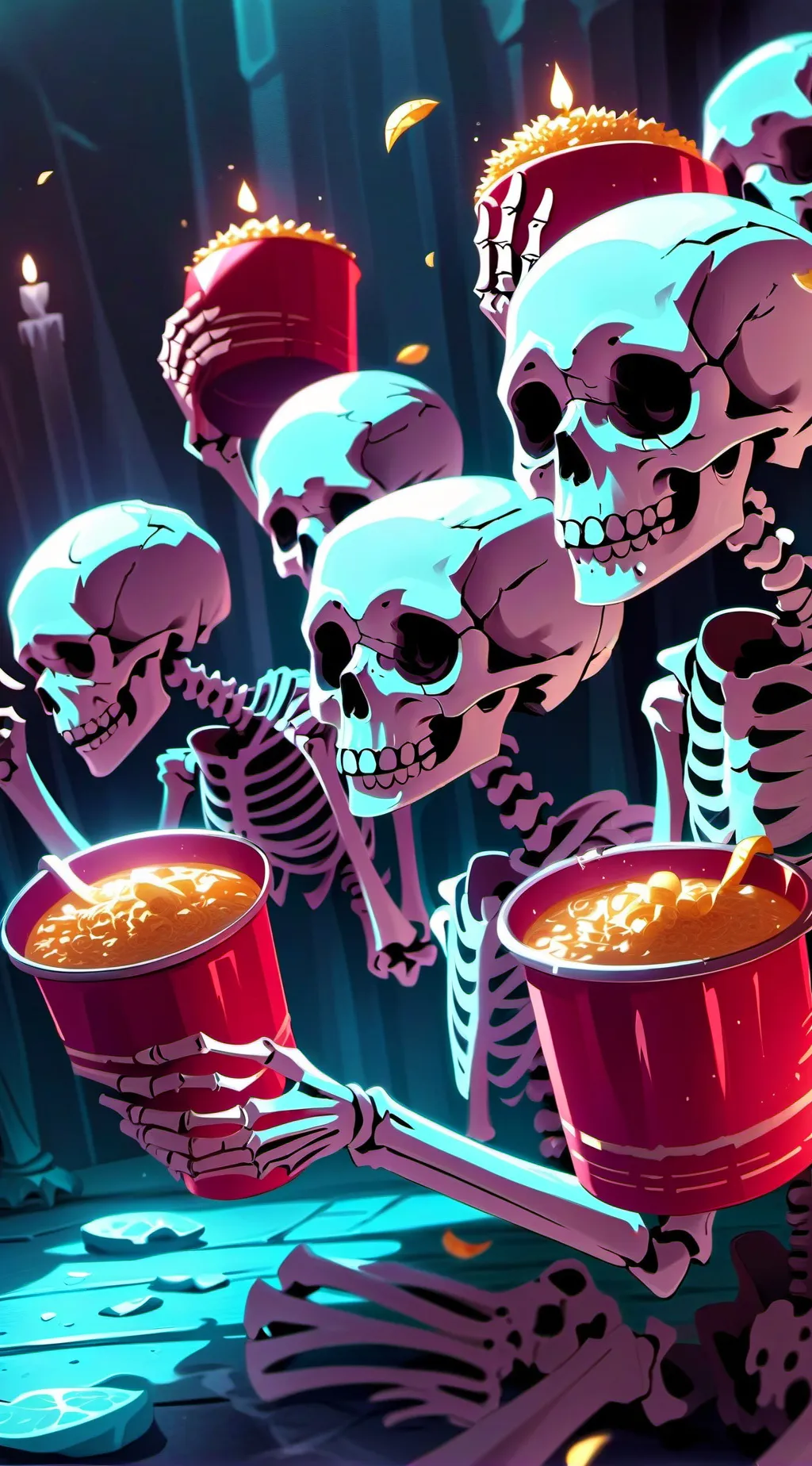 ai character: Roasting Skeleton background