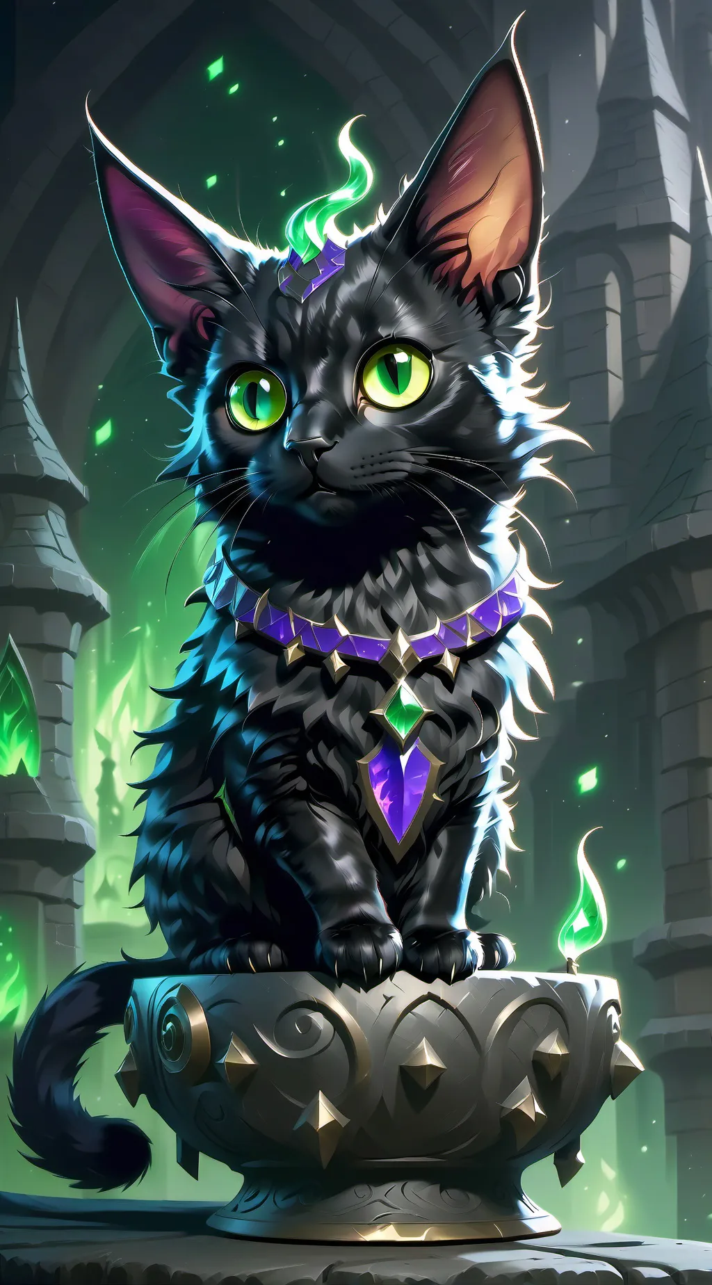 ai character: Witch cat background
