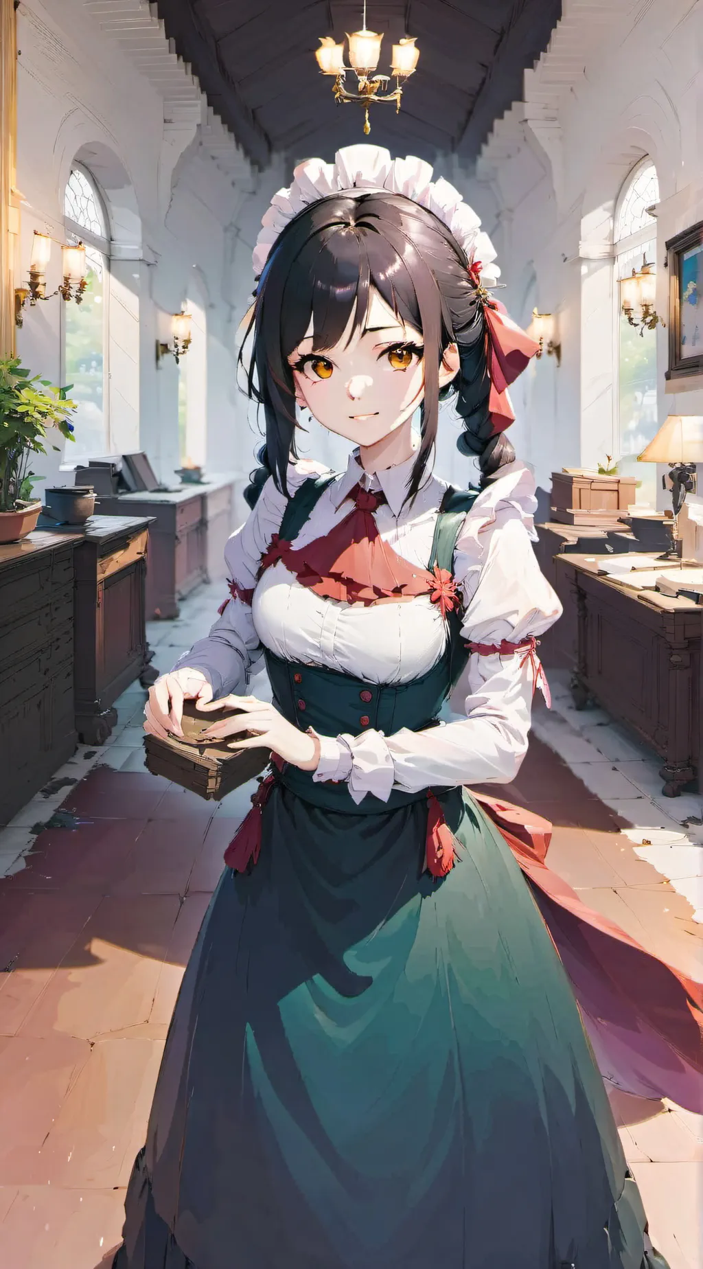 ai character: stern maid background