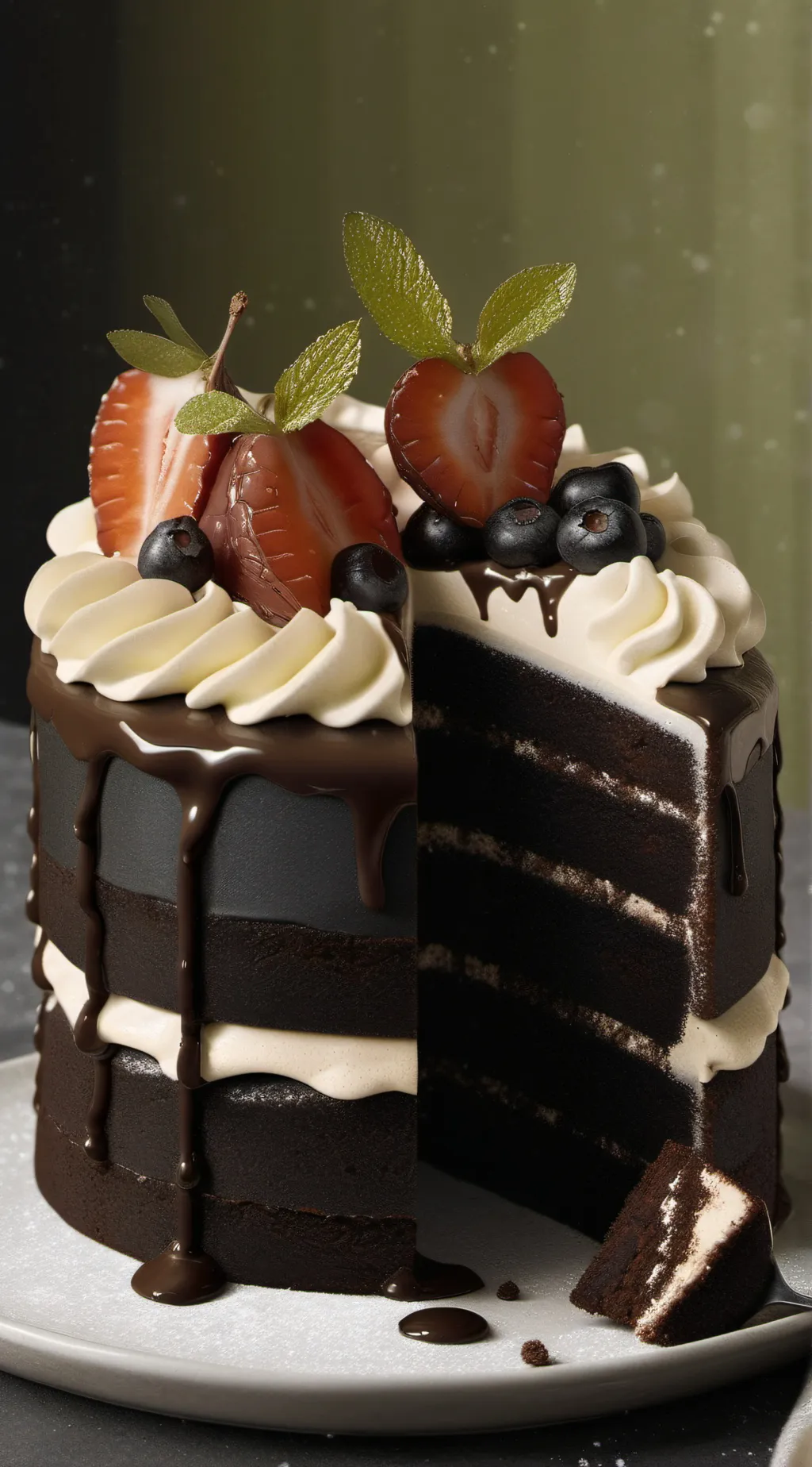 ai character: chocolate cake background