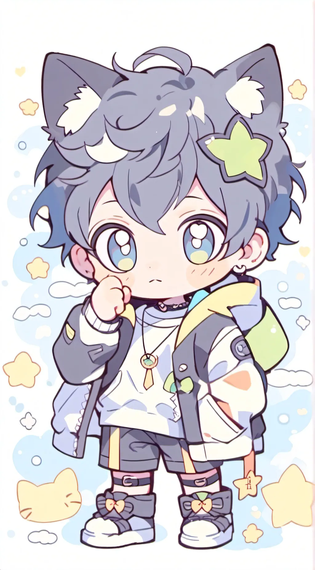ai character: (Idk)baby cat boy background