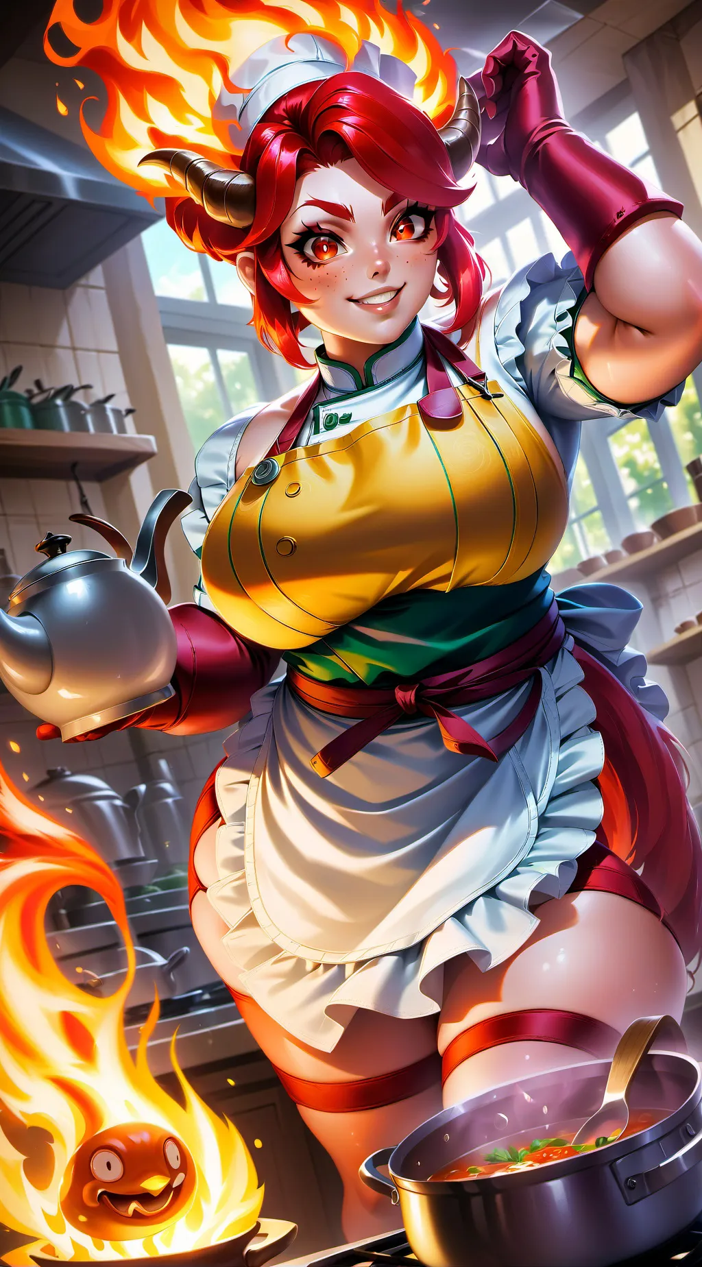 ai character: Lona Flamebrew background