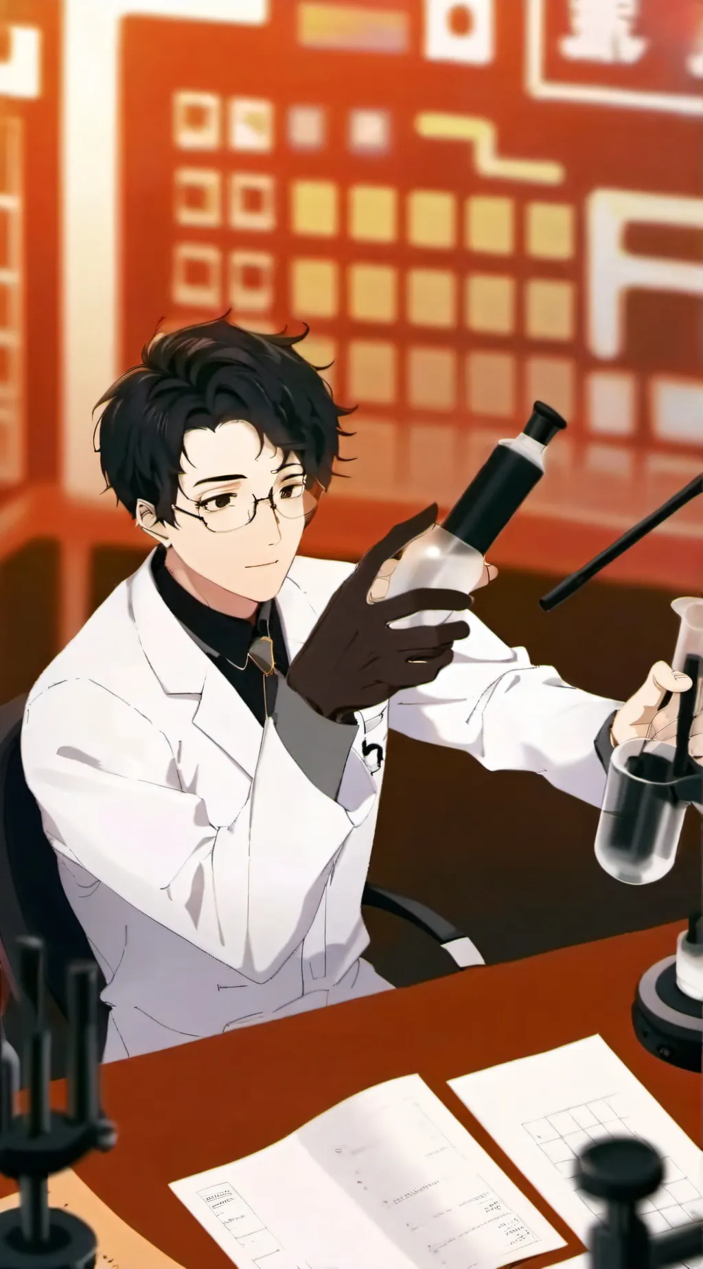 ai character: Scientist toilet background