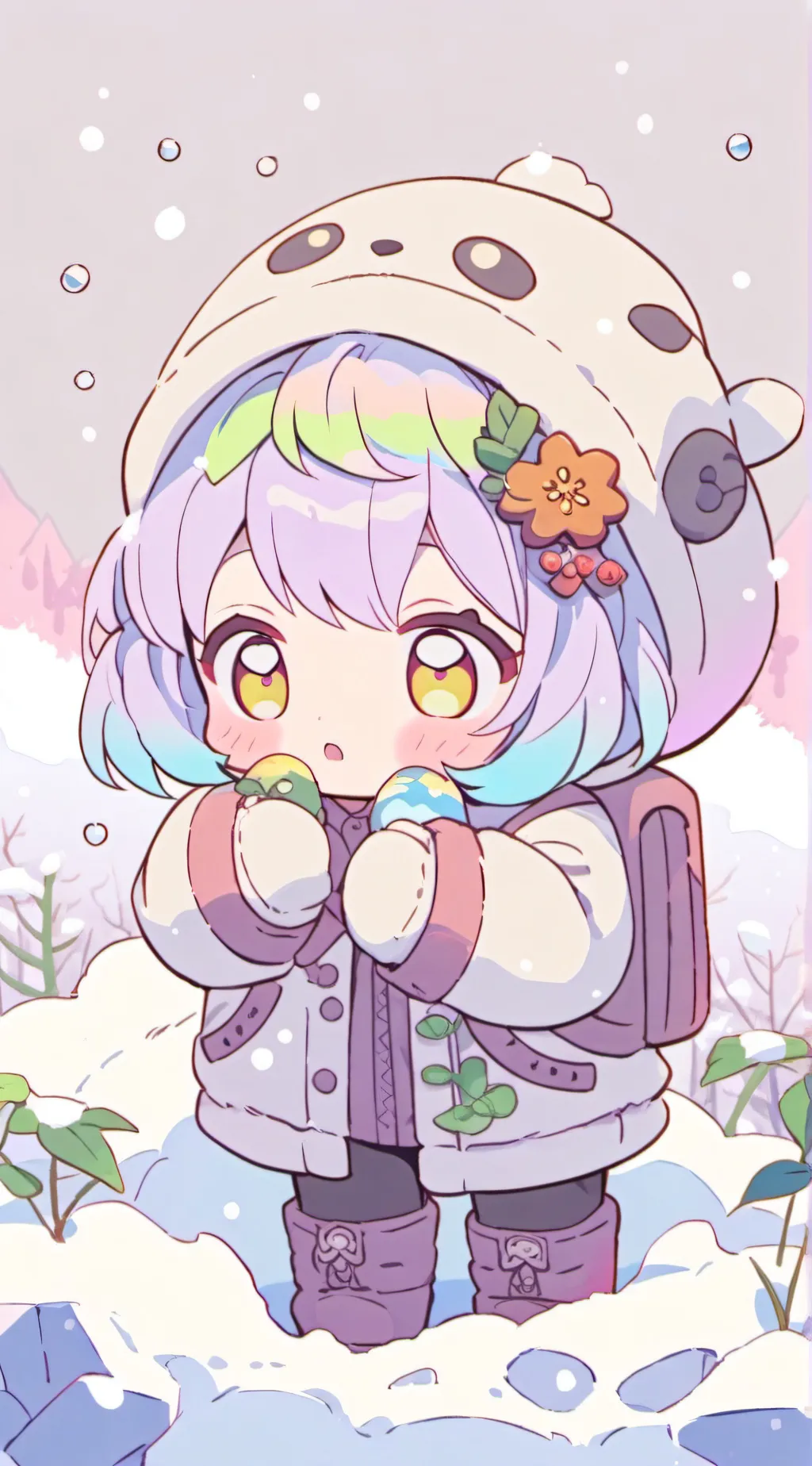 ai character: Violet background