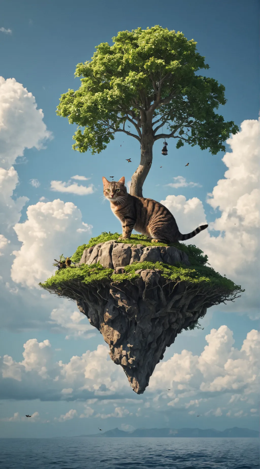 ai character: cat on island  background