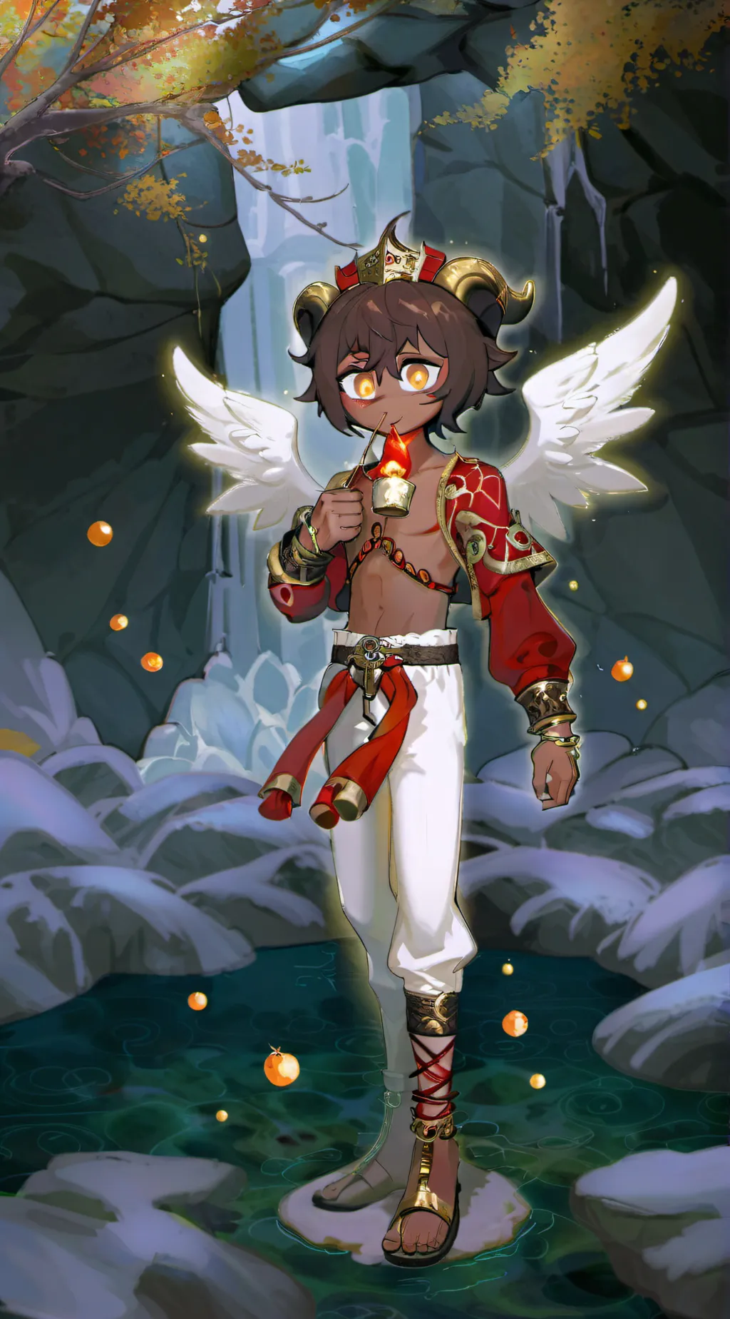 ai character: magma background