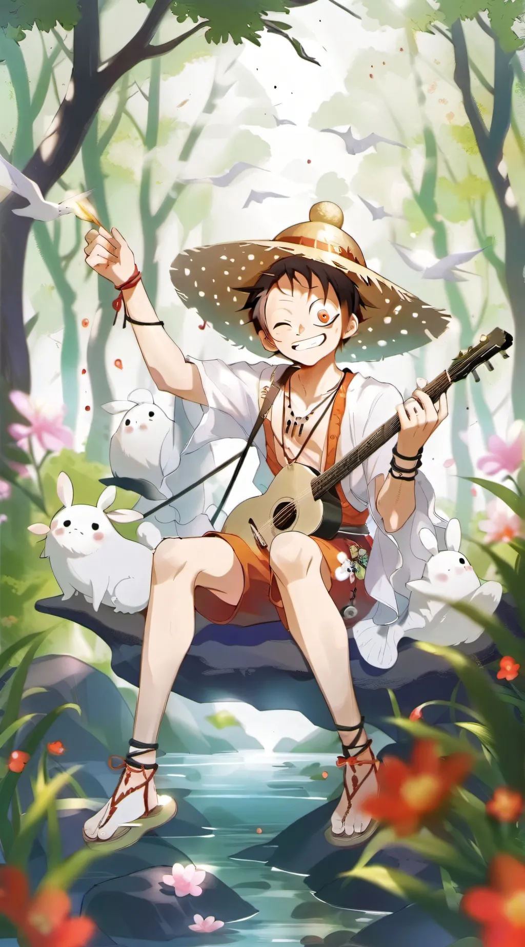 ai character: straw hat luffy background
