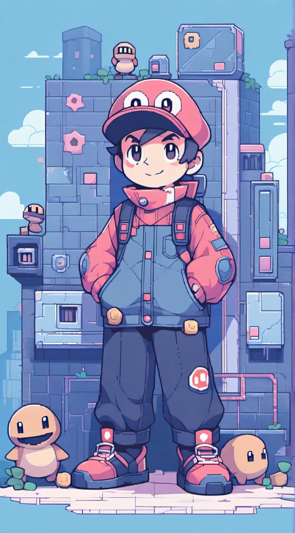 ai character: Blue  background