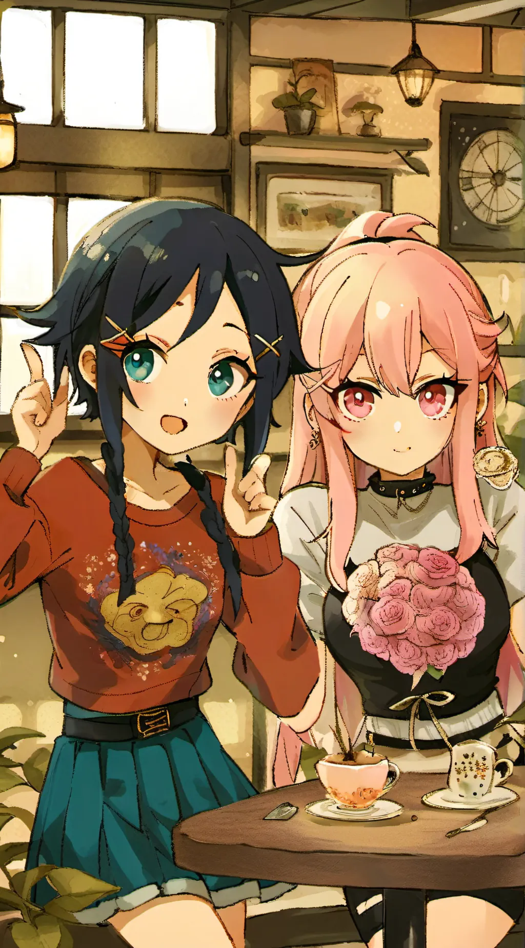 ai character: Leah and ash background