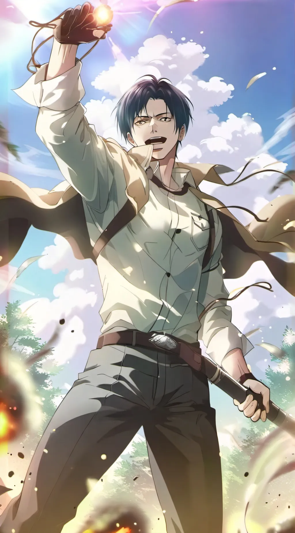 ai character: Levi Ackerman  background