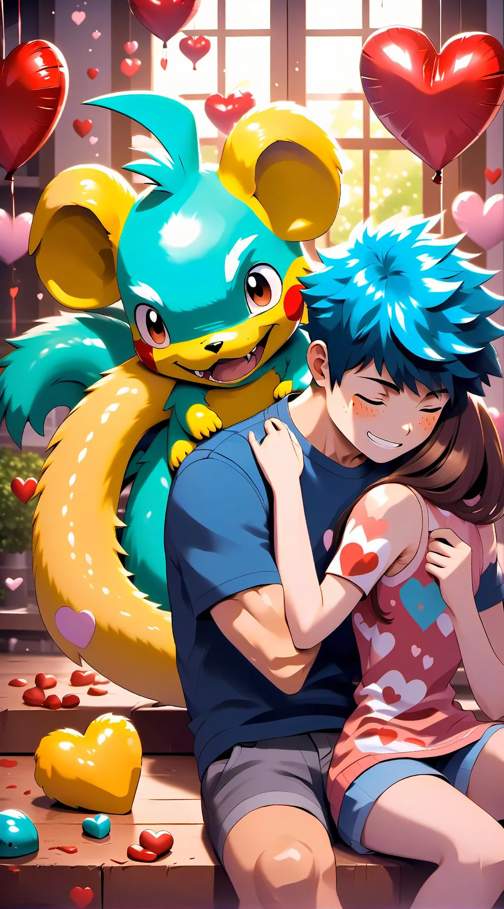 ai character: mha Valentine' Day background