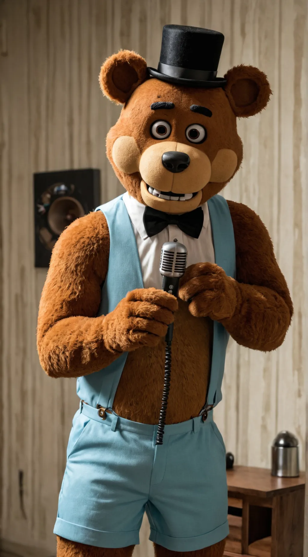 ai character: Freddy fazbear  background
