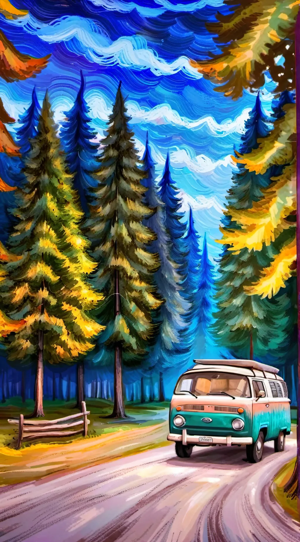 ai character: Stanford pines background