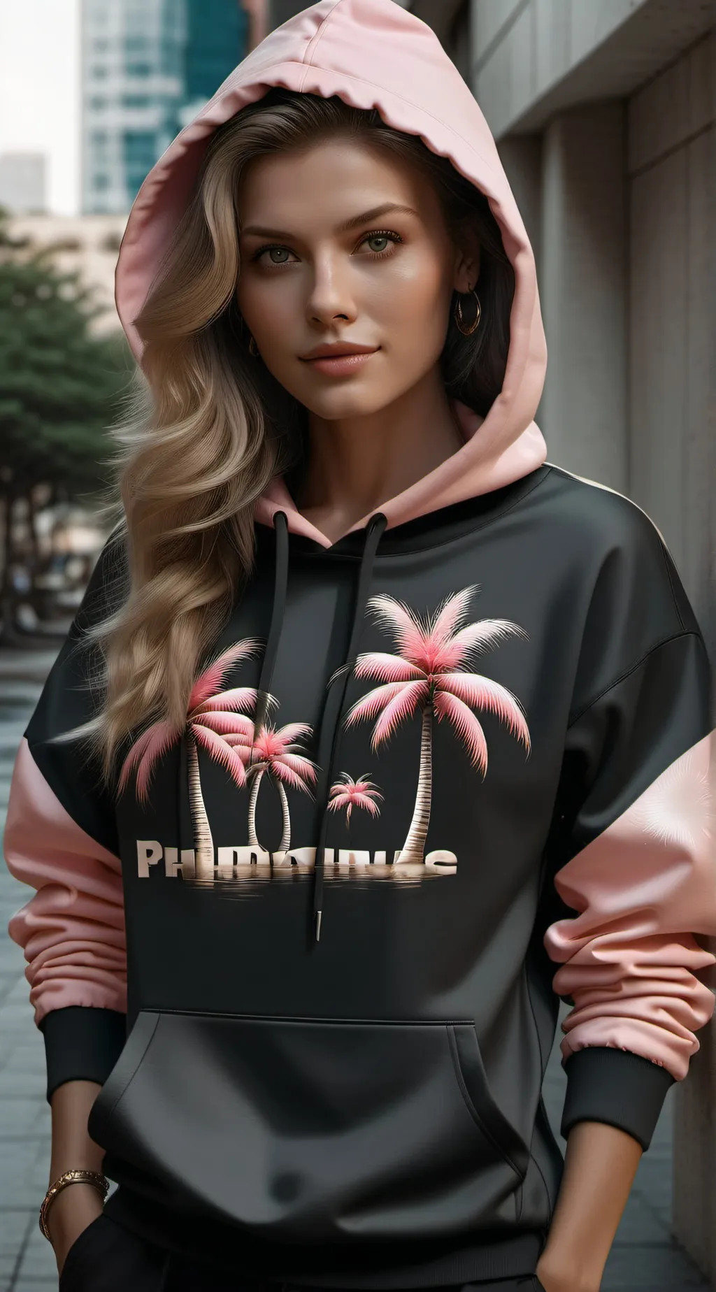 ai character: PINK PALM PUFF background