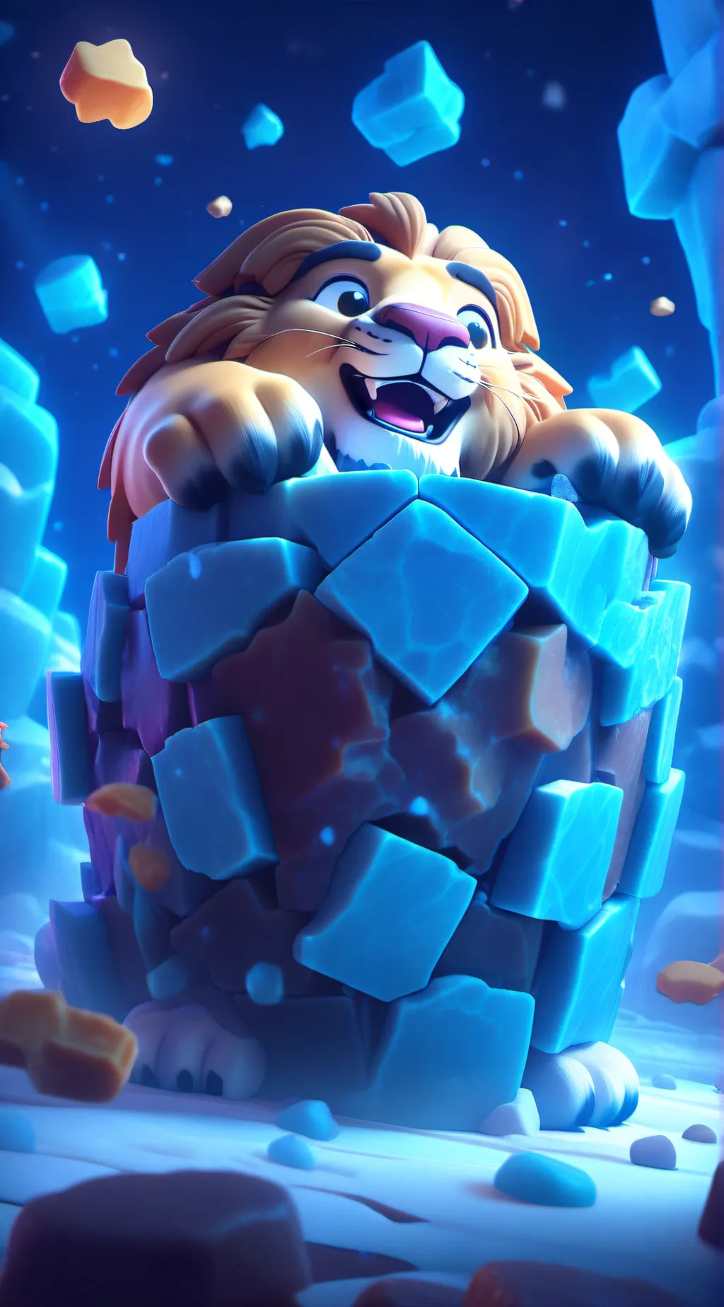 ai character: LION LOVES FUDGE background