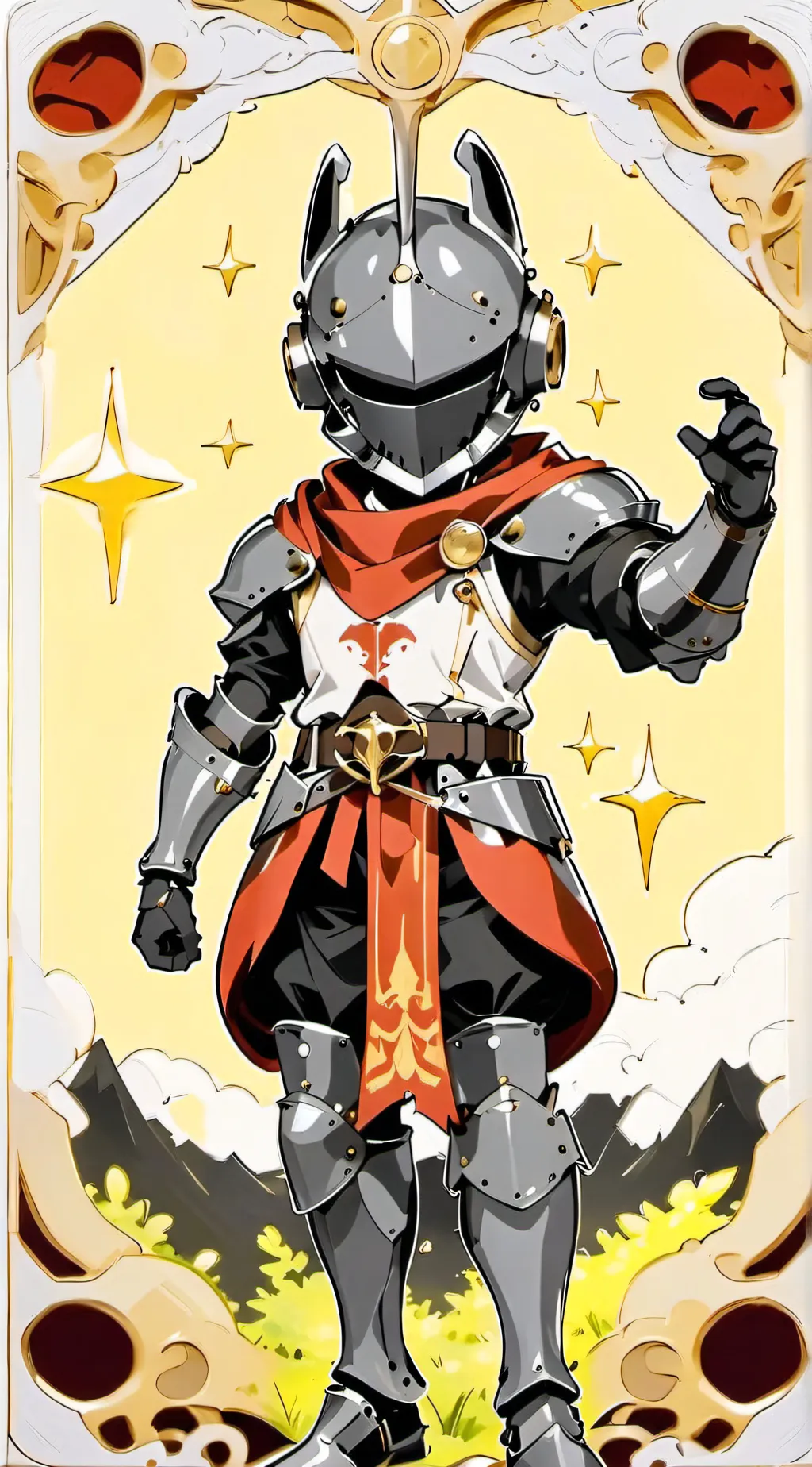 ai character: Steampunk knight  background