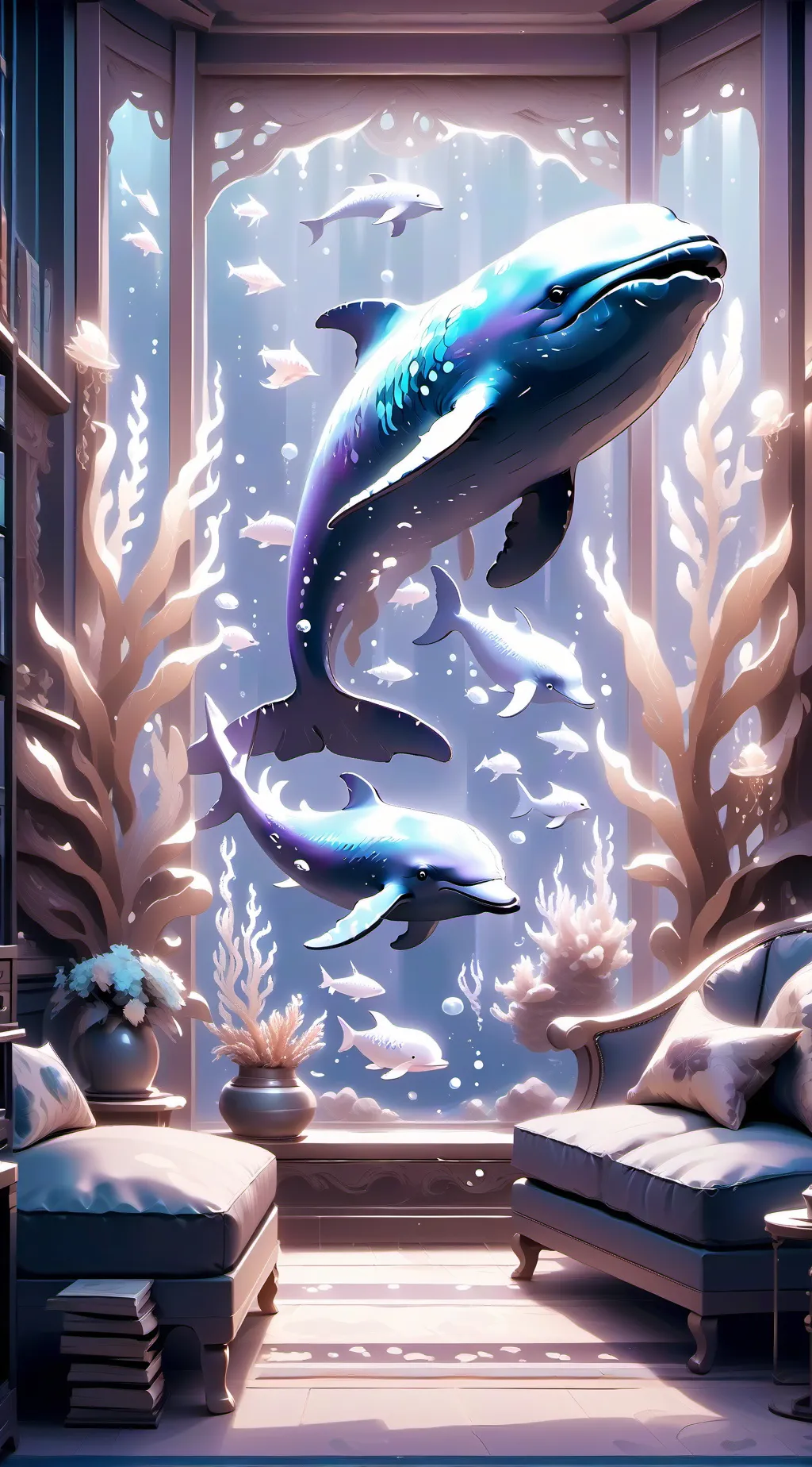 ai character: blue fish(angel) background