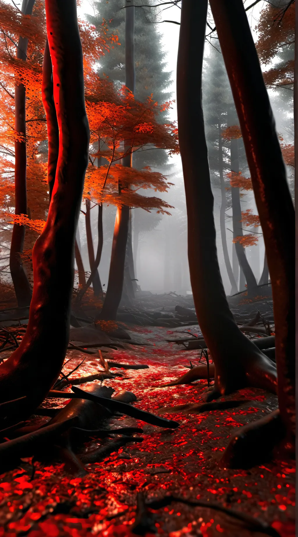 ai character: lost in the woods background