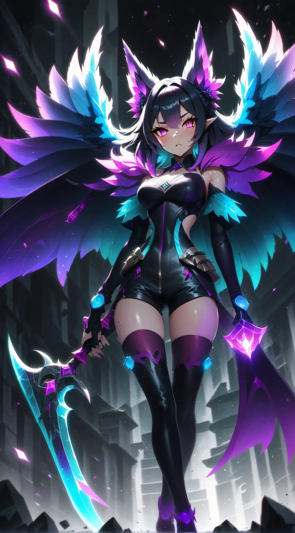ai character: wolf  queen  background
