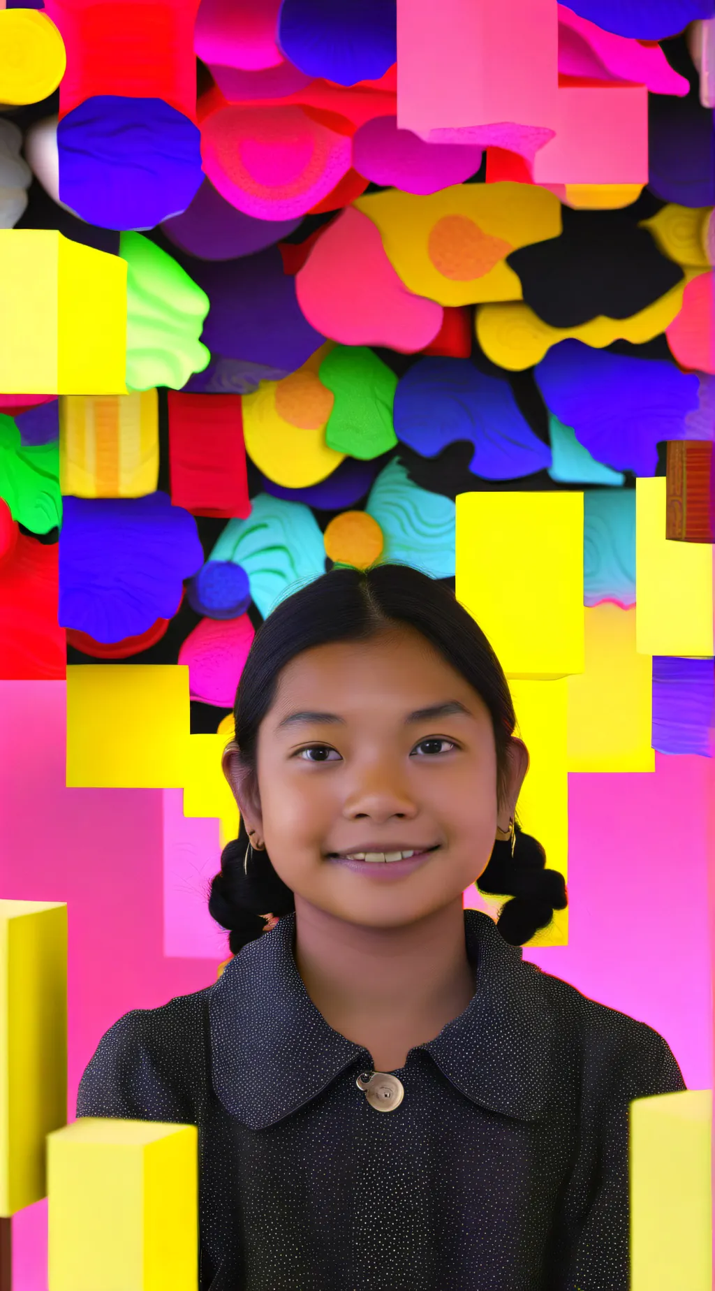ai character: toys and colors background